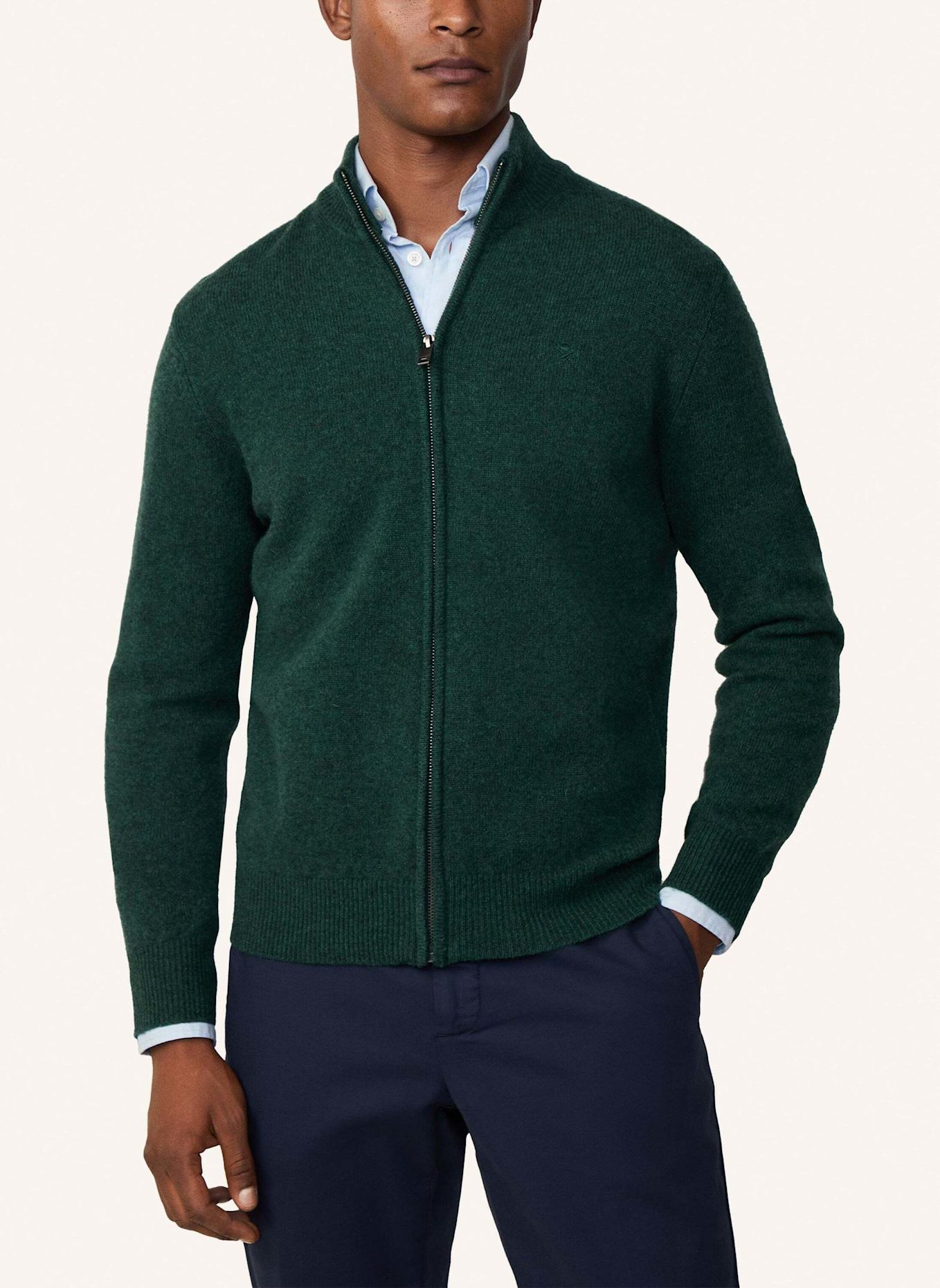 HACKETT LONDON Pullover LAMBSWOOL FZIP, Farbe: DUNKELGRÜN (Bild 6)