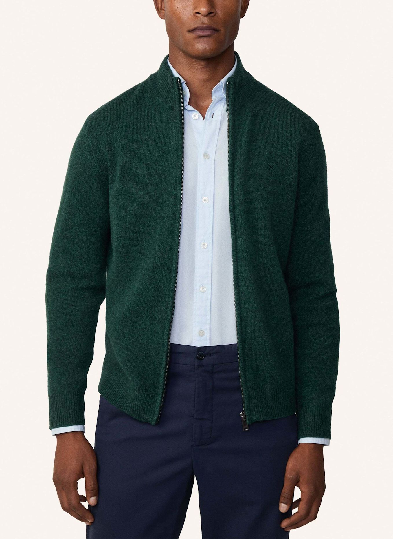 HACKETT LONDON Pullover LAMBSWOOL FZIP, Farbe: DUNKELGRÜN (Bild 4)