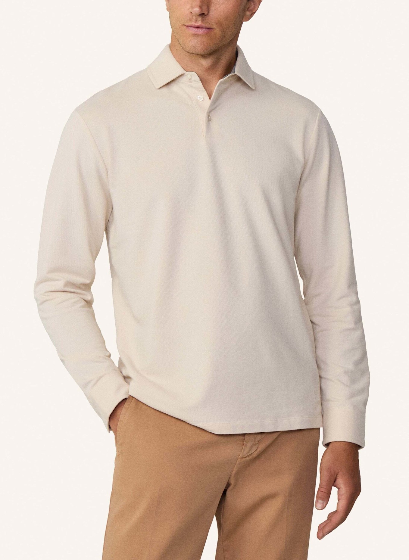 HACKETT LONDON Poloshirt TWILL JACQD LS, Farbe: CREME (Bild 6)