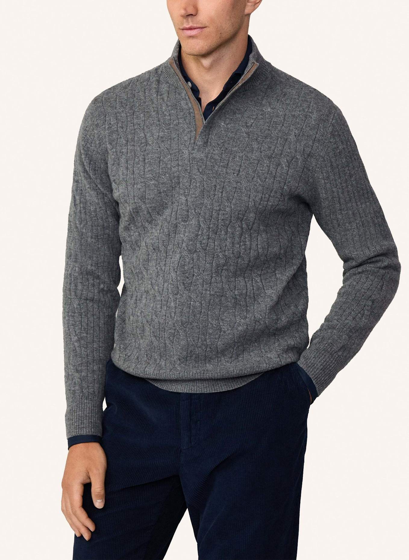 HACKETT LONDON Pullover LW CABLE HZIP, Farbe: GRAU (Bild 6)