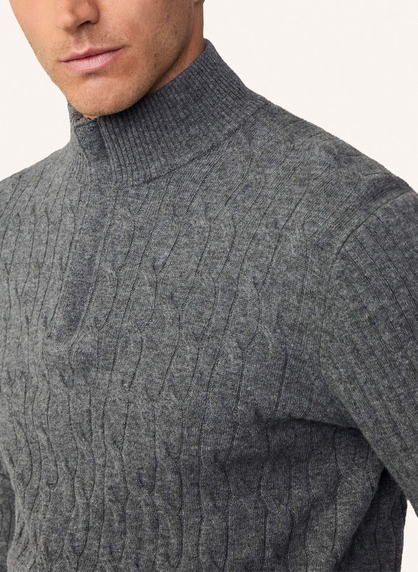 HACKETT LONDON Pullover LW CABLE HZIP, Farbe: GRAU (Bild 5)