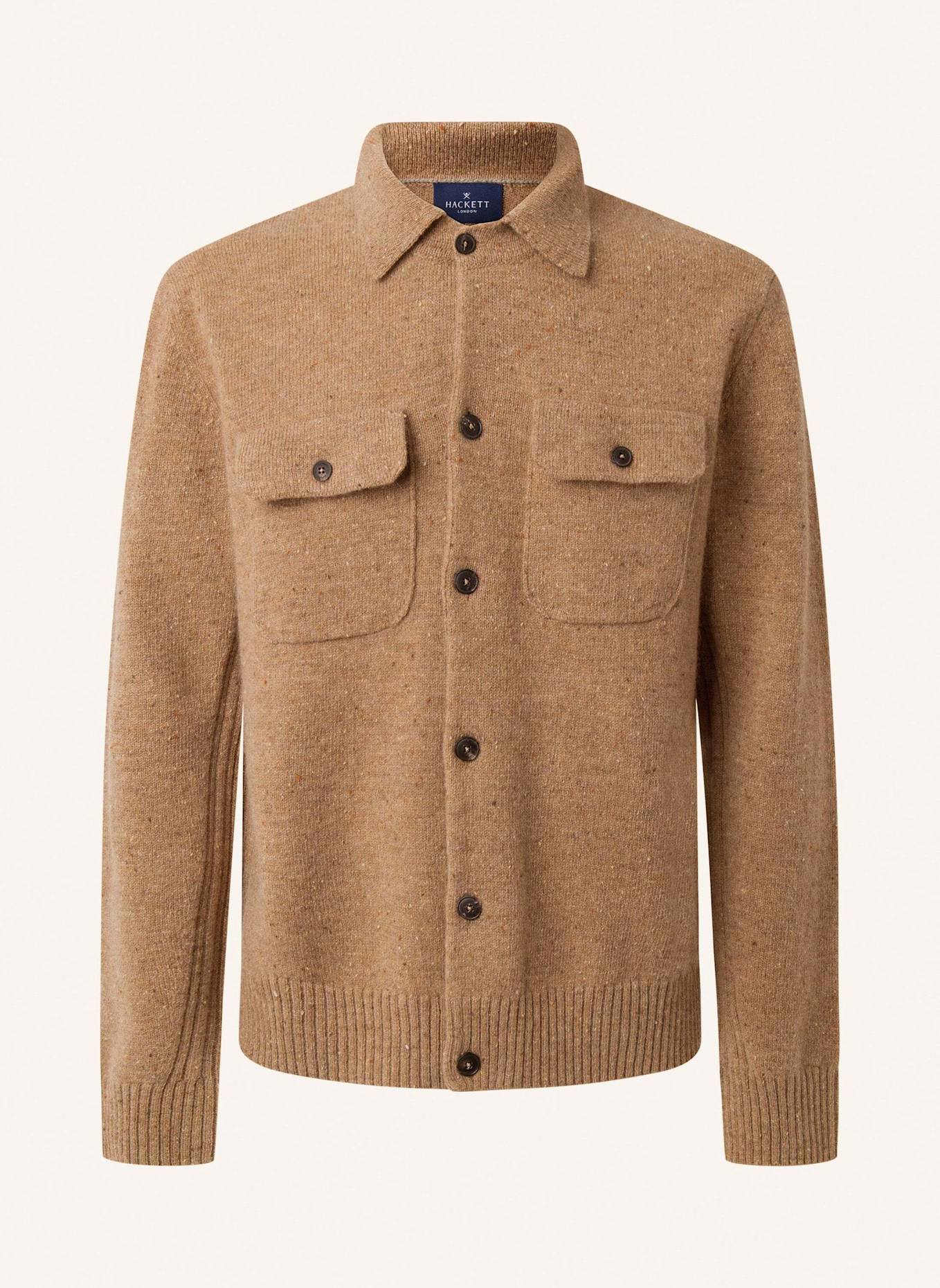 HACKETT LONDON Sweatjacke DONEGAL KNIT OVERSHIRT: CAMEL