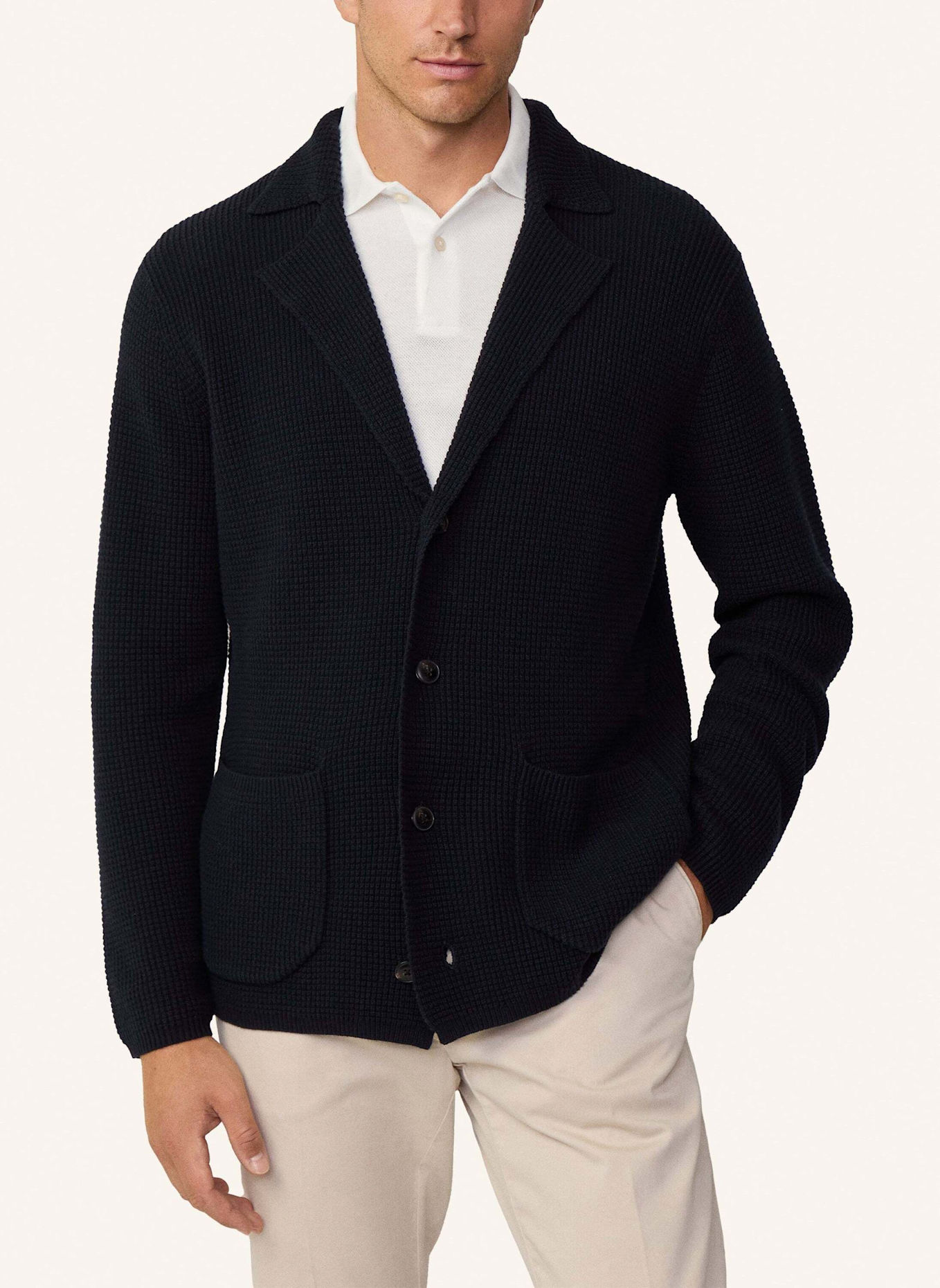 HACKETT LONDON Strickjacken Cardigan WAFFLE BLAZER CARDI, Farbe: BLAU (Bild 5)