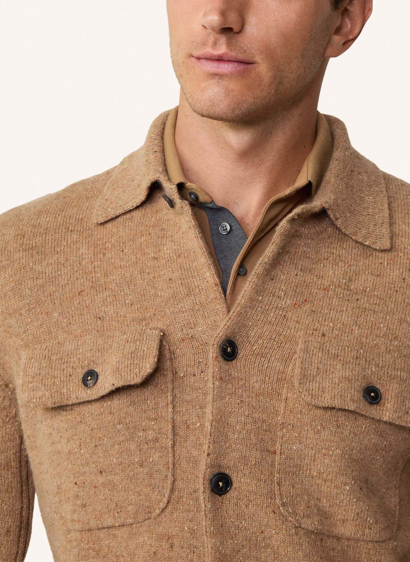 HACKETT LONDON Sweatjacke DONEGAL KNIT OVERSHIRT: CAMEL