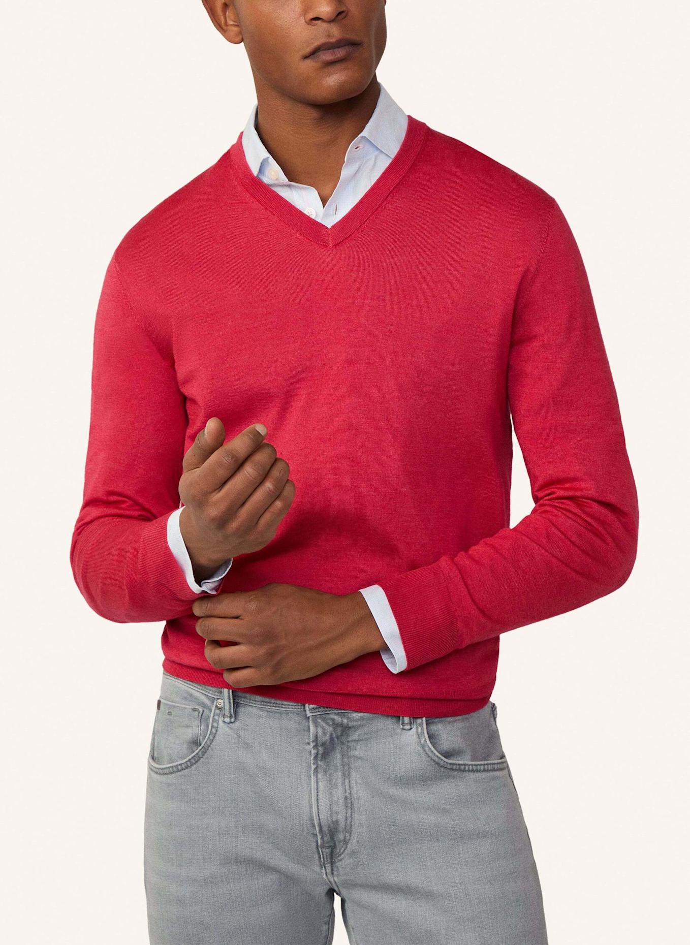 HACKETT LONDON Pullover GMD MERINO SILK V, Farbe: ROT (Bild 6)