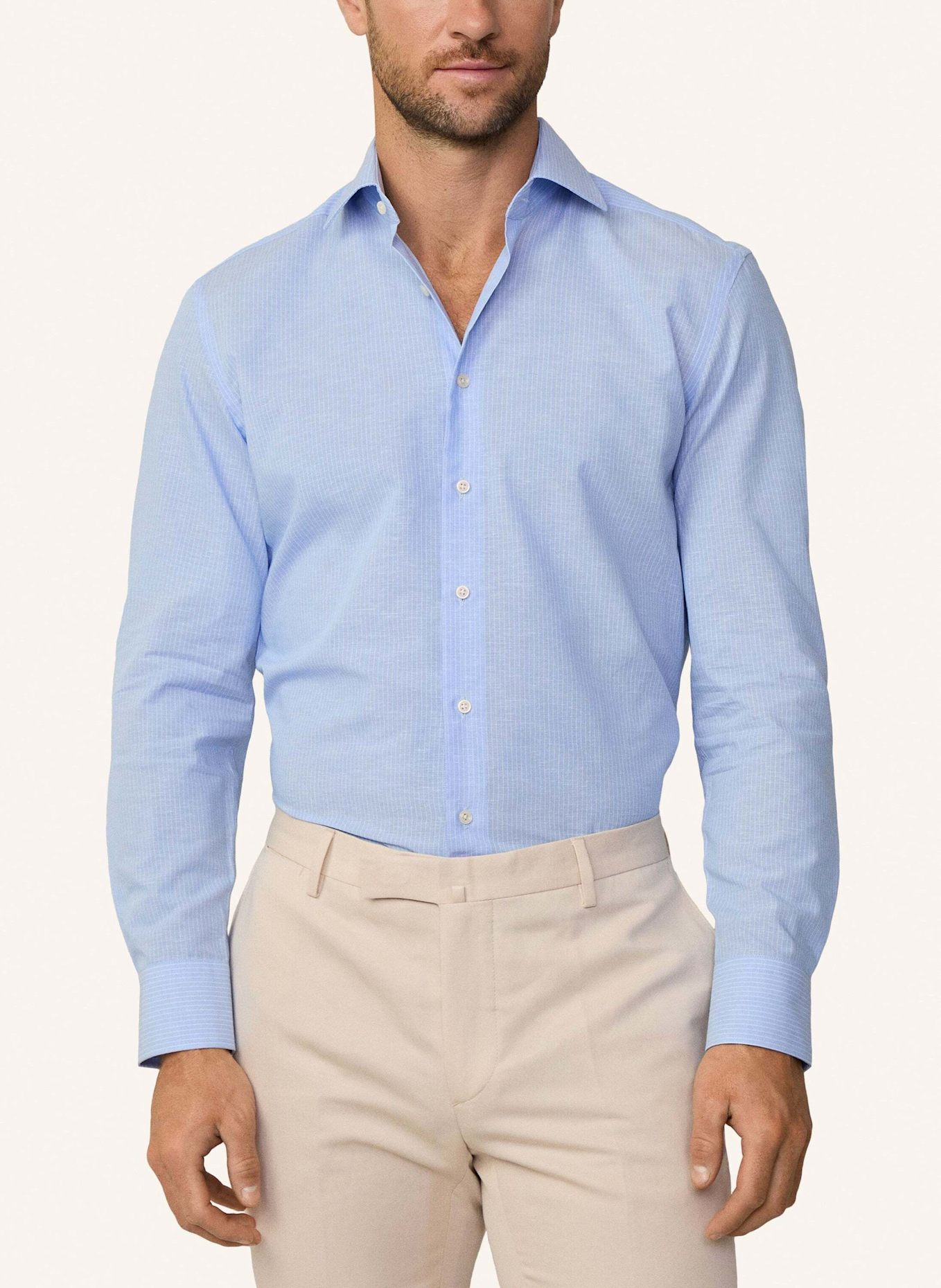 HACKETT LONDON Freizeithemd COT LIN PIN STR: HELLBLAU