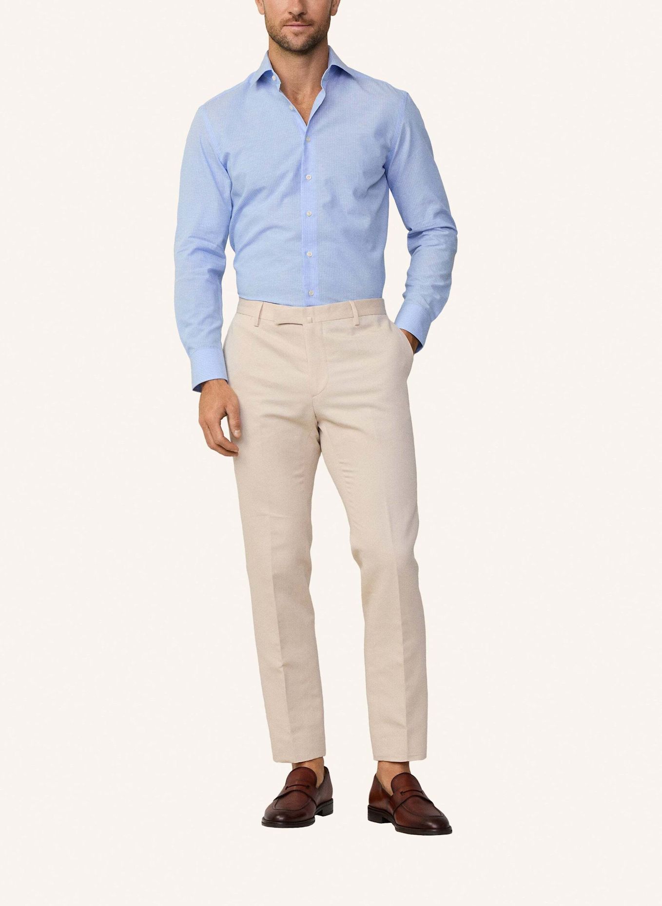 HACKETT LONDON Freizeithemd COT LIN PIN STR: HELLBLAU