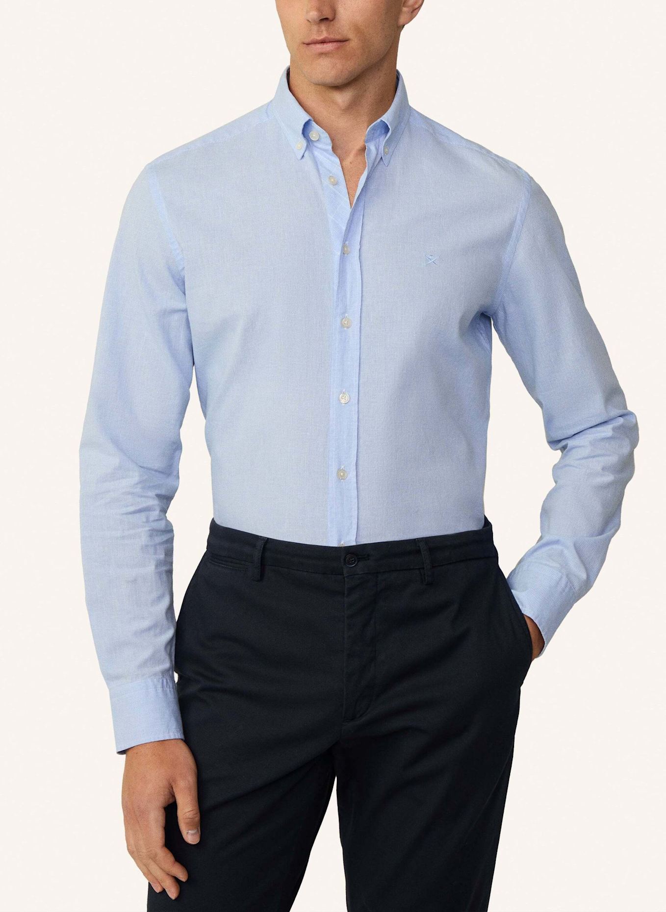 HACKETT LONDON Freizeithemd COT LIN MULTI TRIM: HELLBLAU