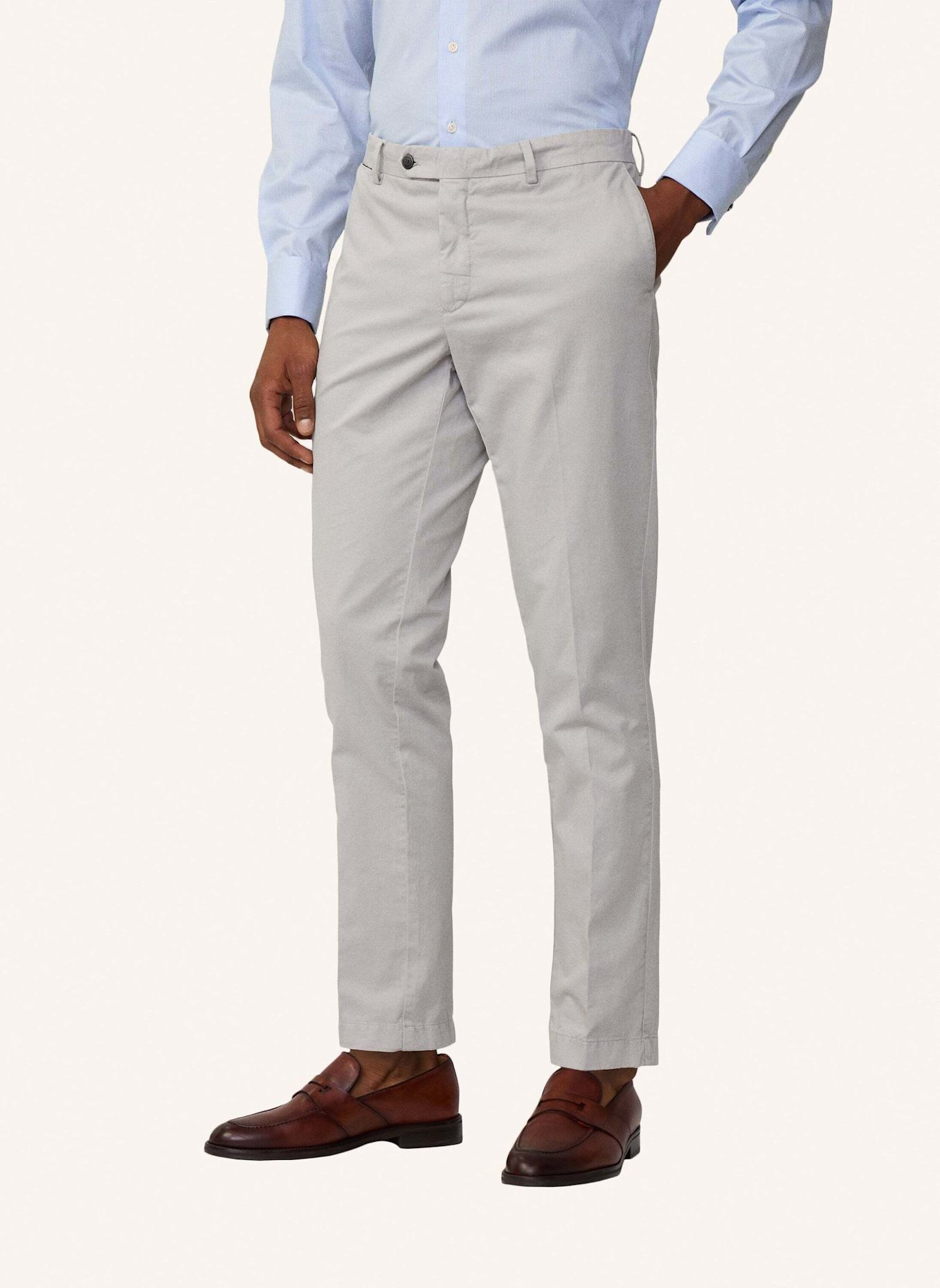 HACKETT LONDON Chinosy KENSINGTON slim fit: SZARY
