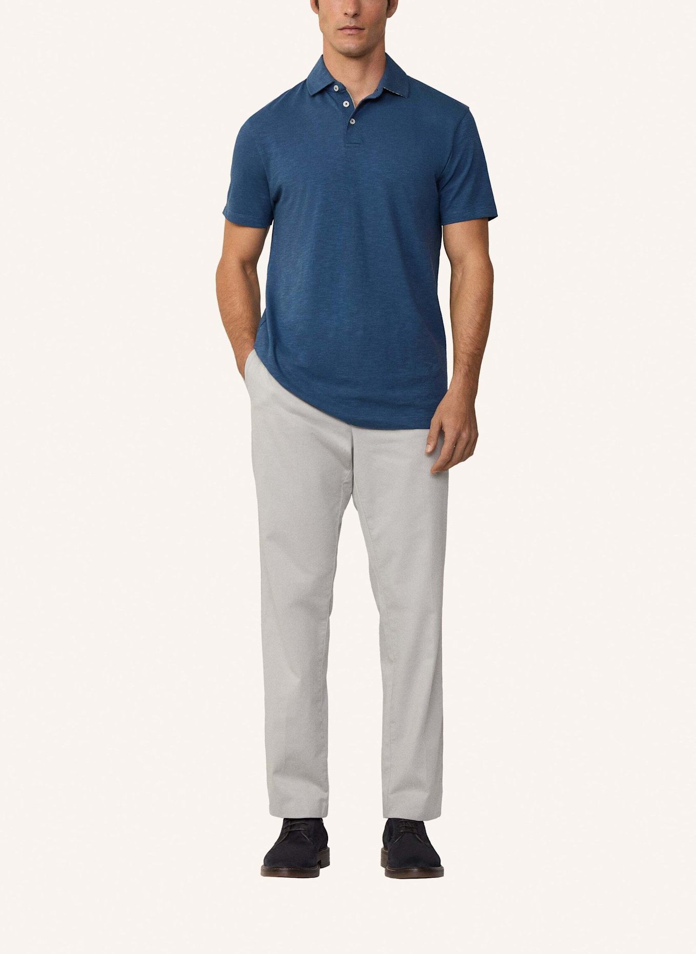 HACKETT LONDON Poloshirt SWIM PALM COTT LINEN: DUNKELBLAU