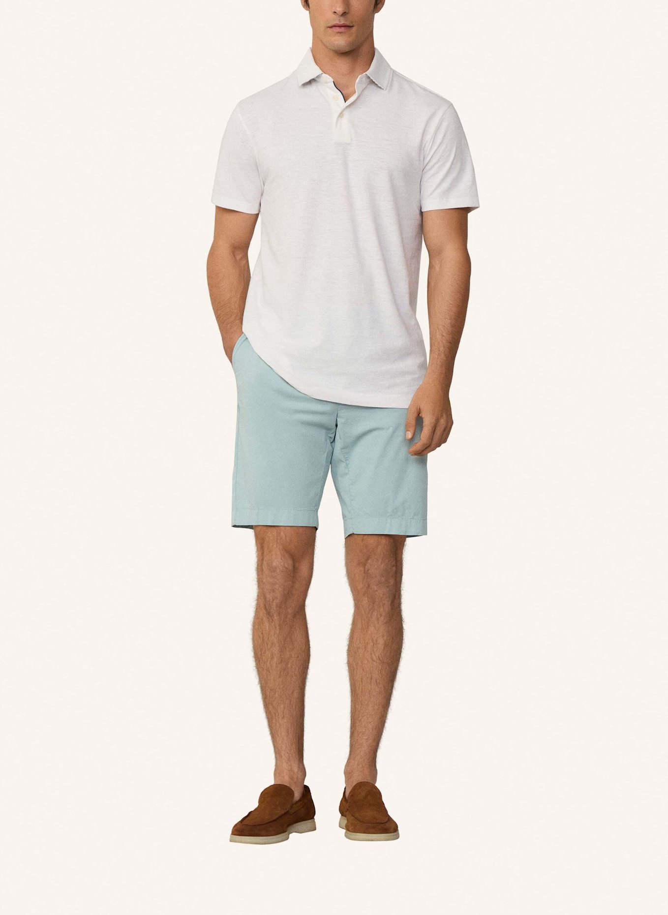 HACKETT LONDON Poloshirt SWIM PALM COTT LINEN: CREME