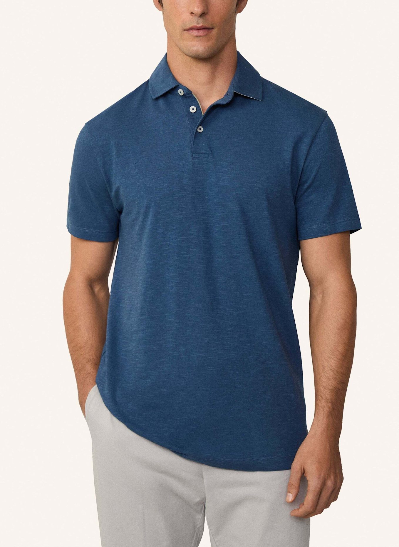 HACKETT LONDON Poloshirt SWIM PALM COTT LINEN: DUNKELBLAU