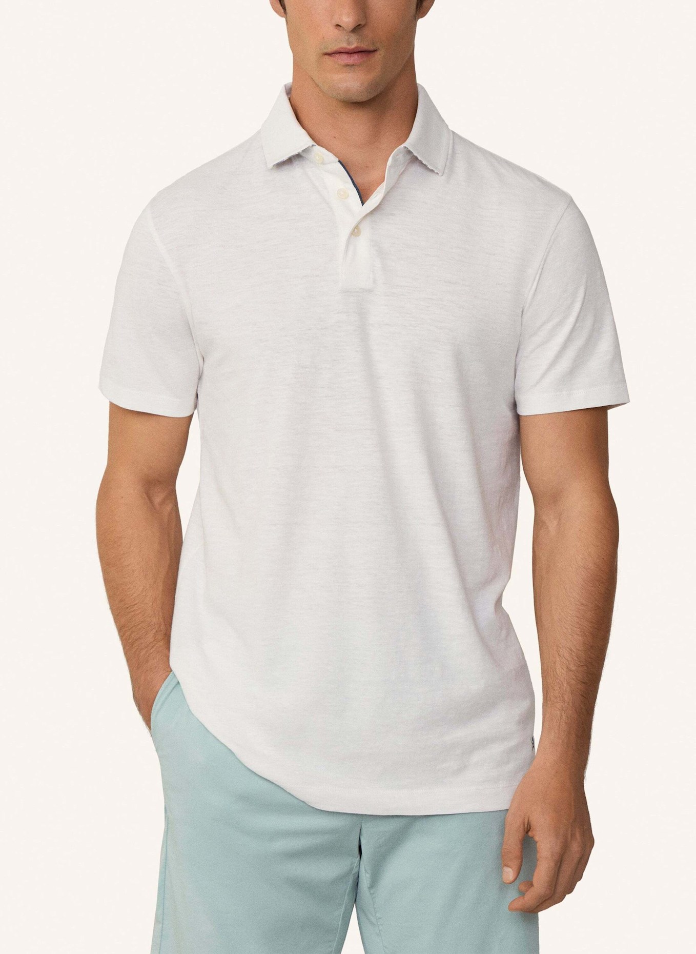 HACKETT LONDON Poloshirt SWIM PALM COTT LINEN: CREME