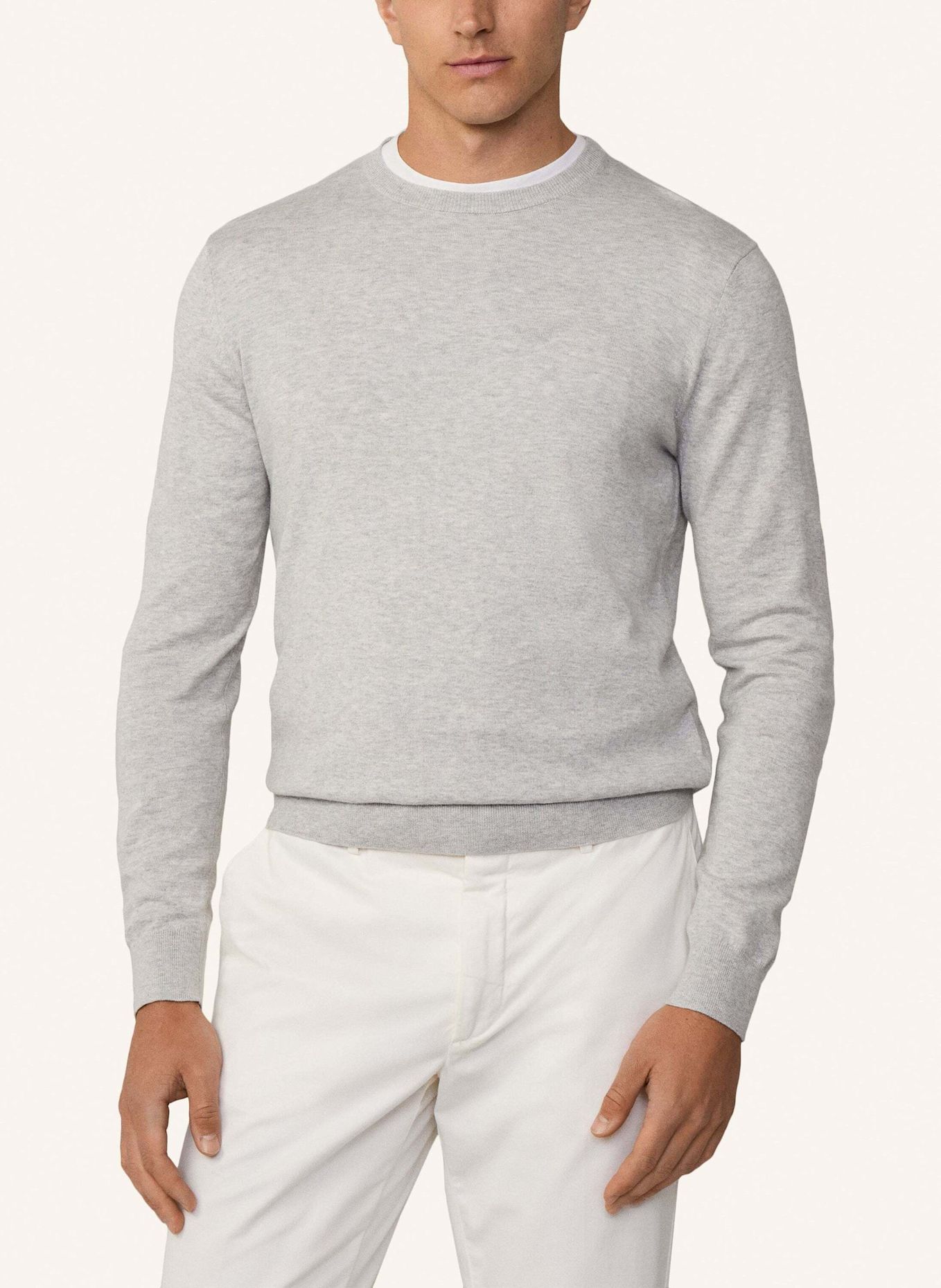 HACKETT LONDON Pullover COTTON CASH CREW: HELLGRAU