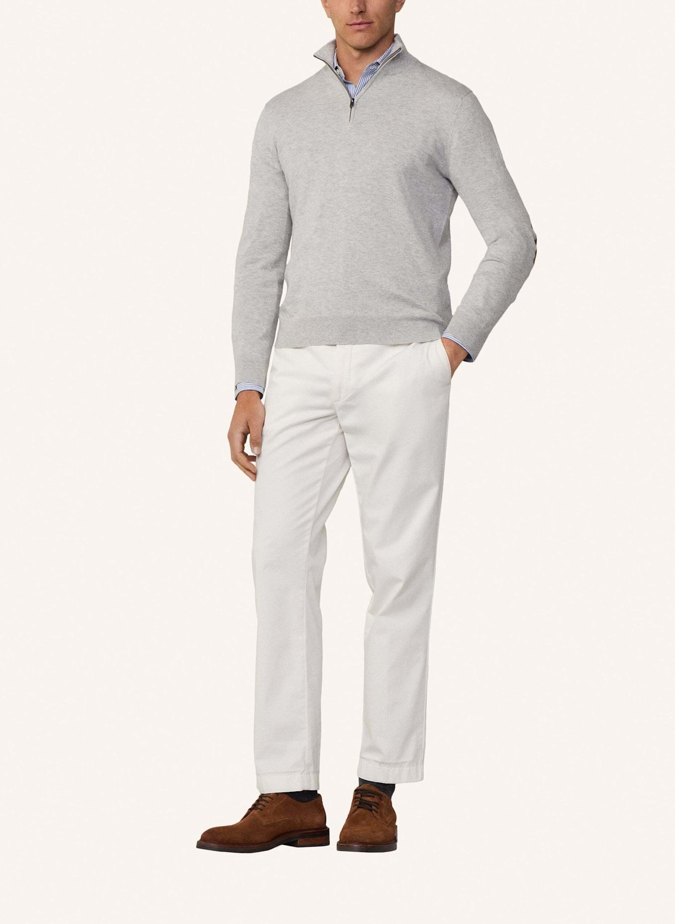 HACKETT LONDON Pullover COTTON CASH HZIP.: HELLGRAU