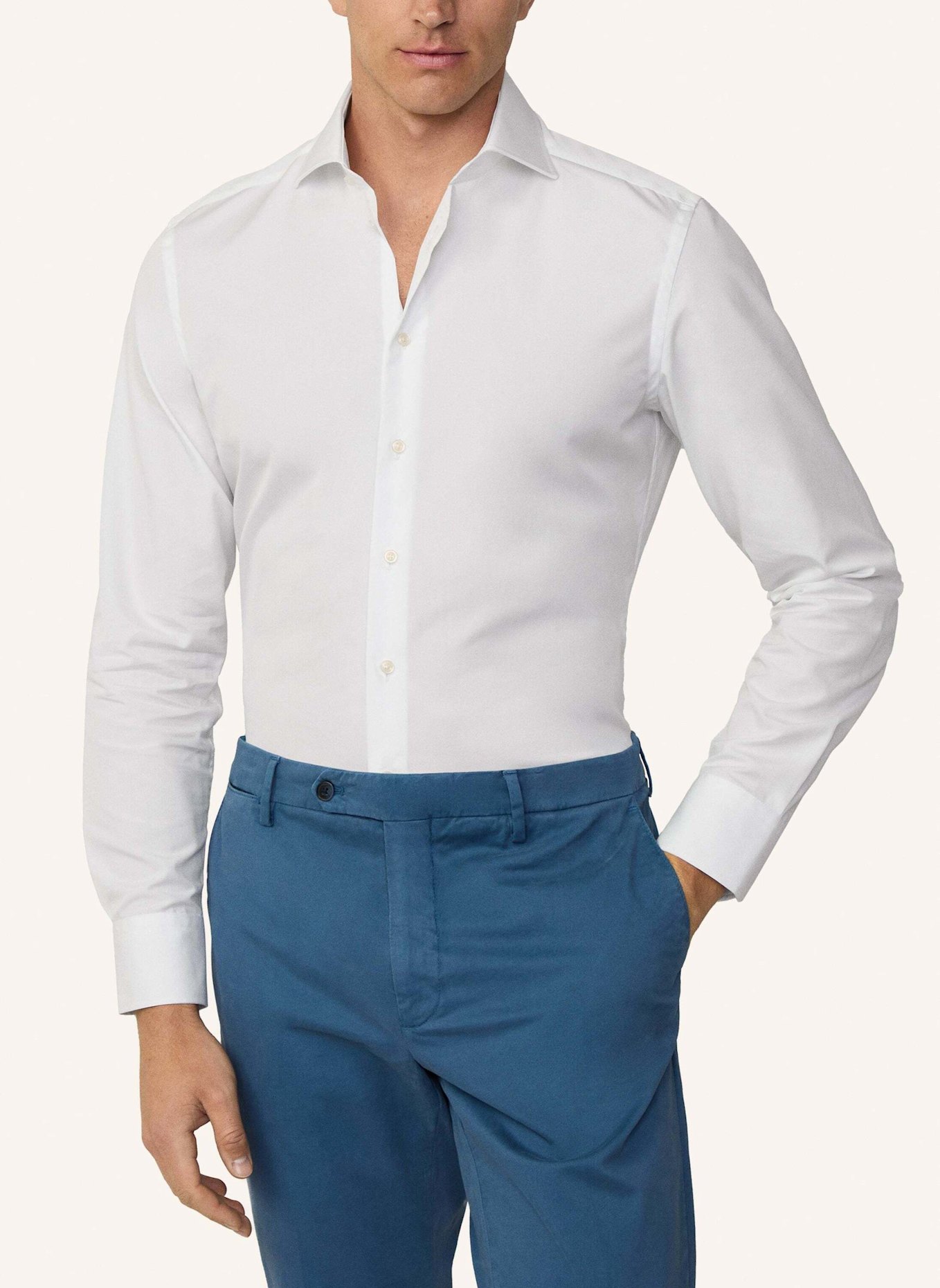 HACKETT LONDON Freizeithemd POPLIN SLIM BC: WEISS