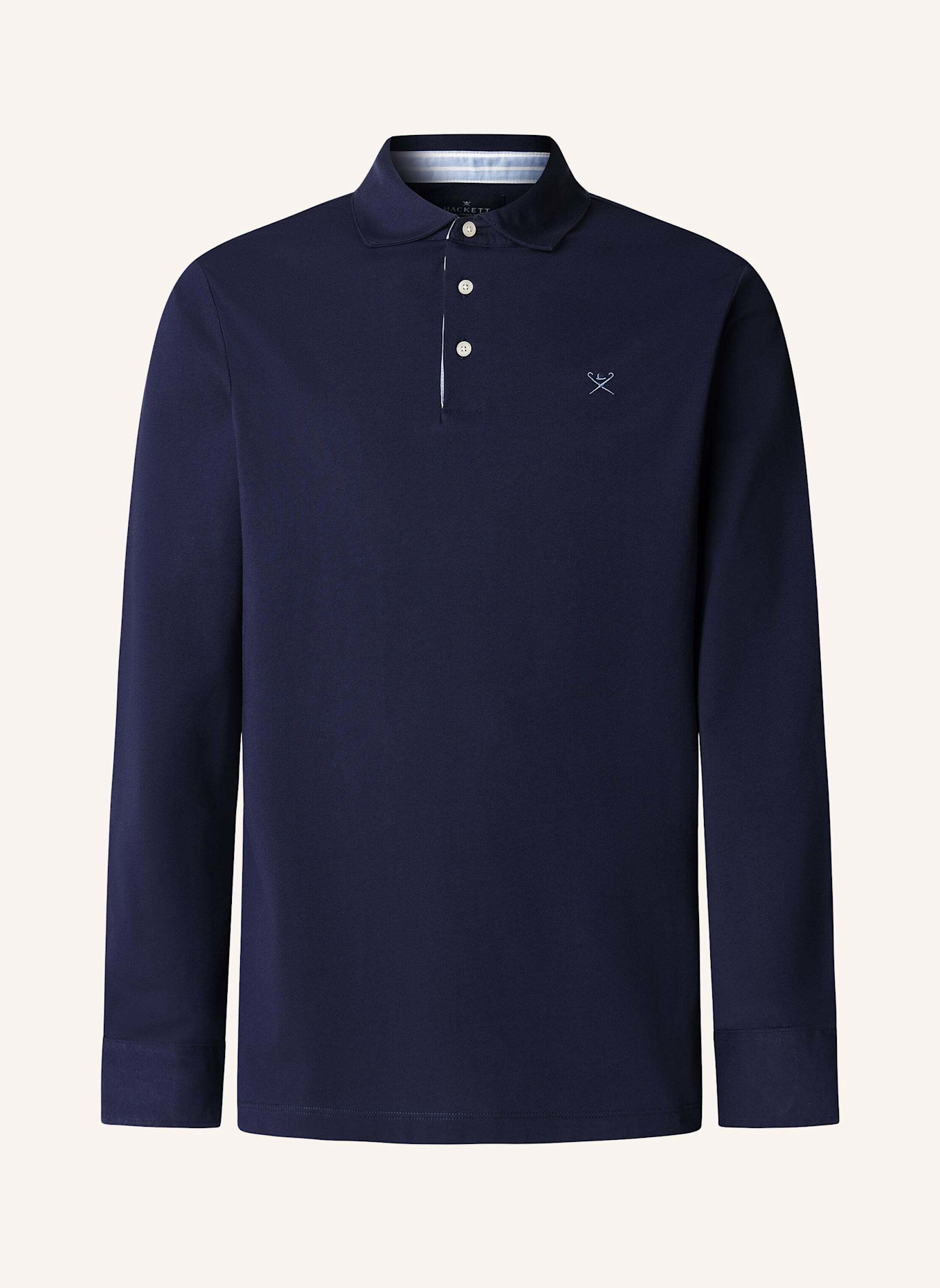 HACKETT LONDON Poloshirt WOVEN TRIM JSY LS: BLAU