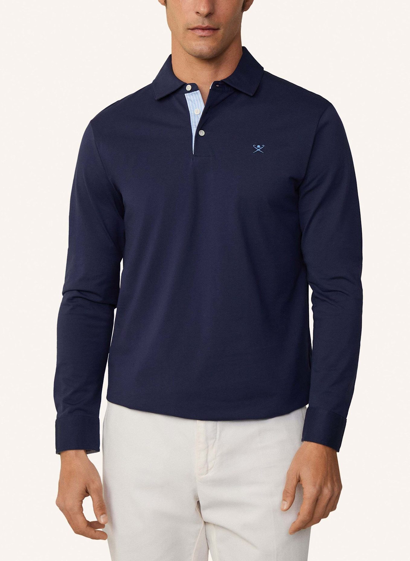 HACKETT LONDON Poloshirt WOVEN TRIM JSY LS: BLAU