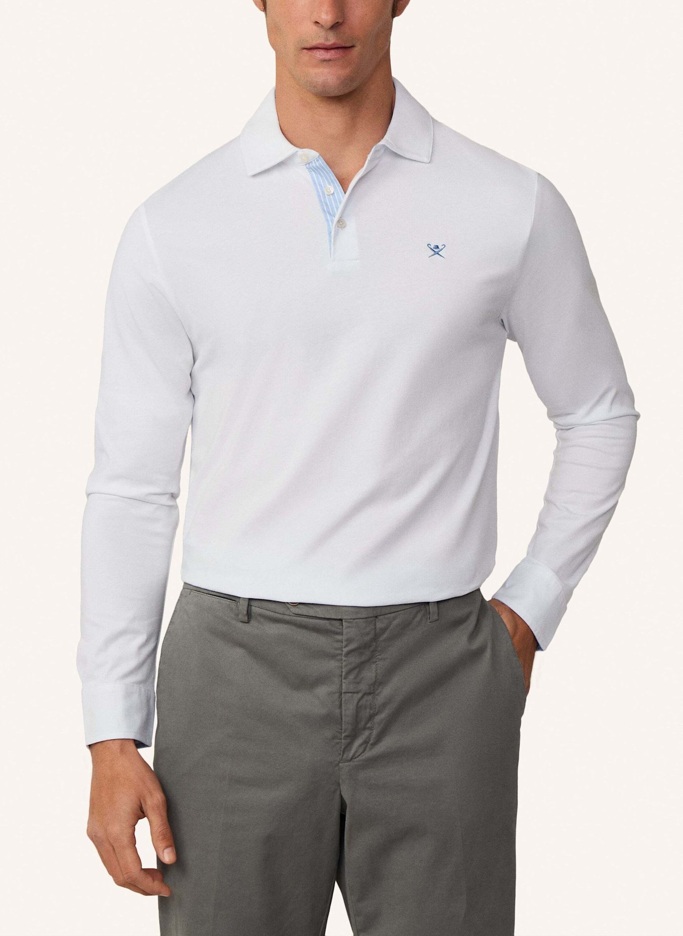 HACKETT LONDON Poloshirt WOVEN TRIM JSY LS: WEISS