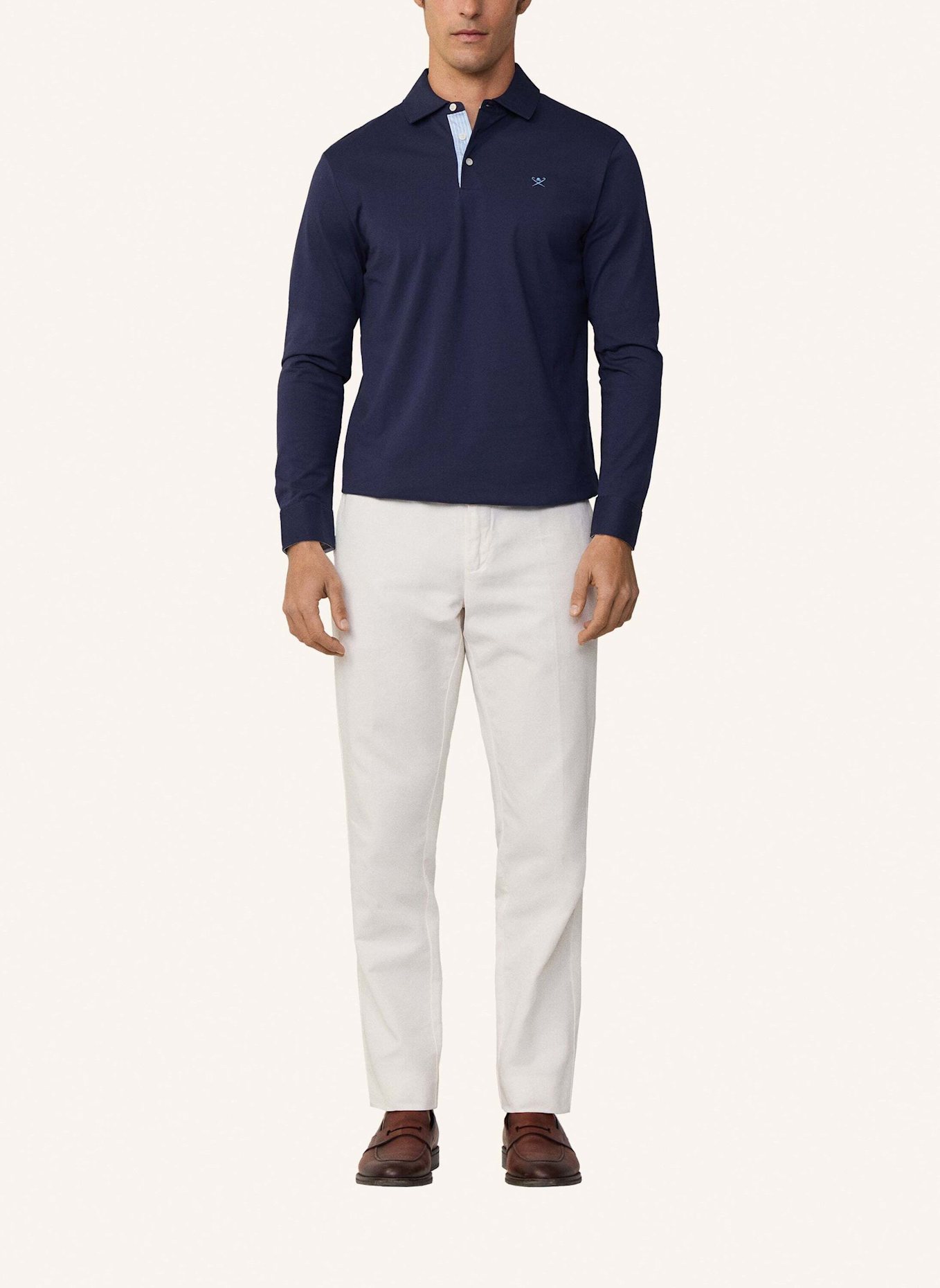 HACKETT LONDON Poloshirt WOVEN TRIM JSY LS: BLAU
