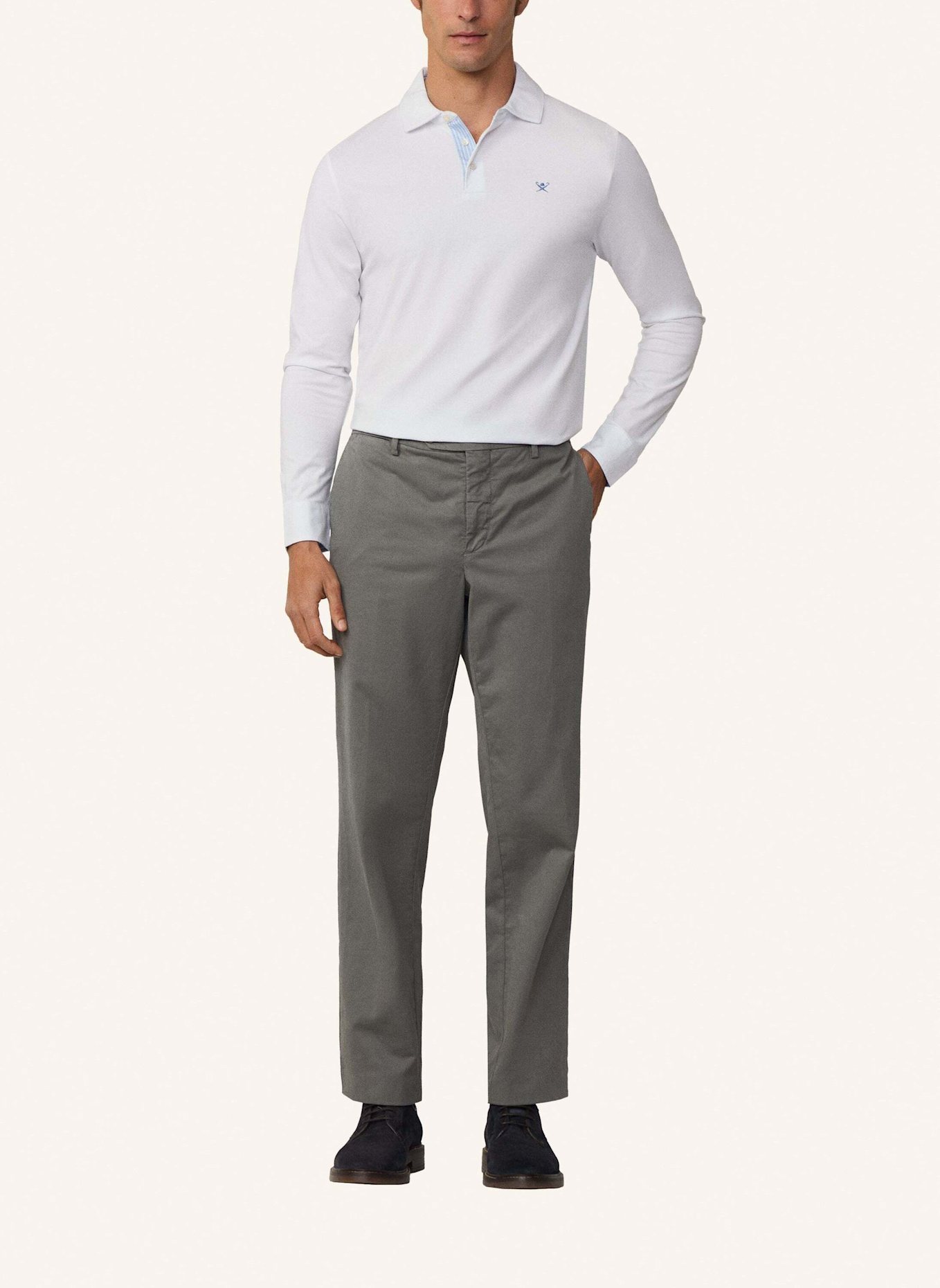 HACKETT LONDON Poloshirt WOVEN TRIM JSY LS: WEISS
