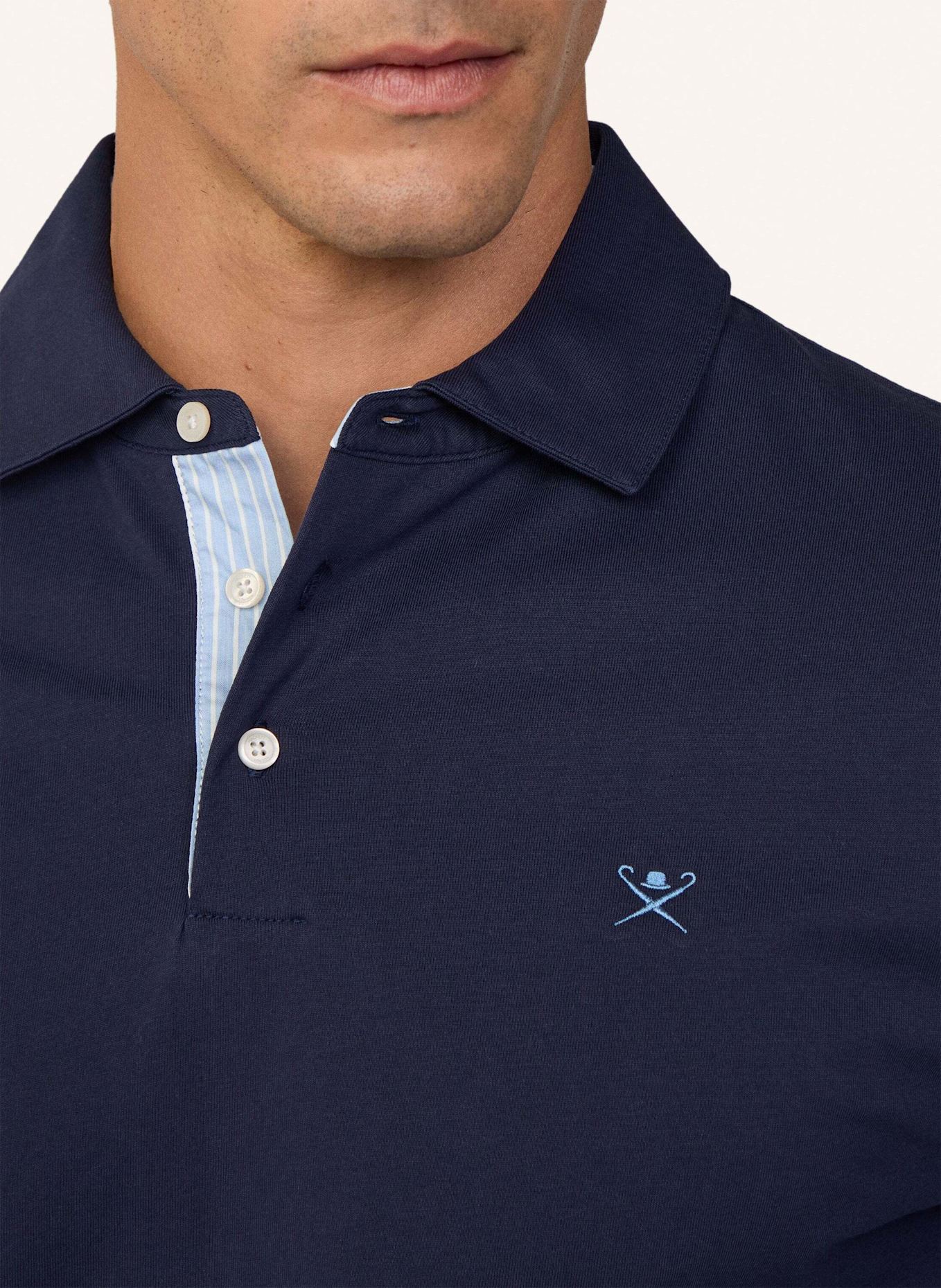 HACKETT LONDON Poloshirt WOVEN TRIM JSY LS: BLAU