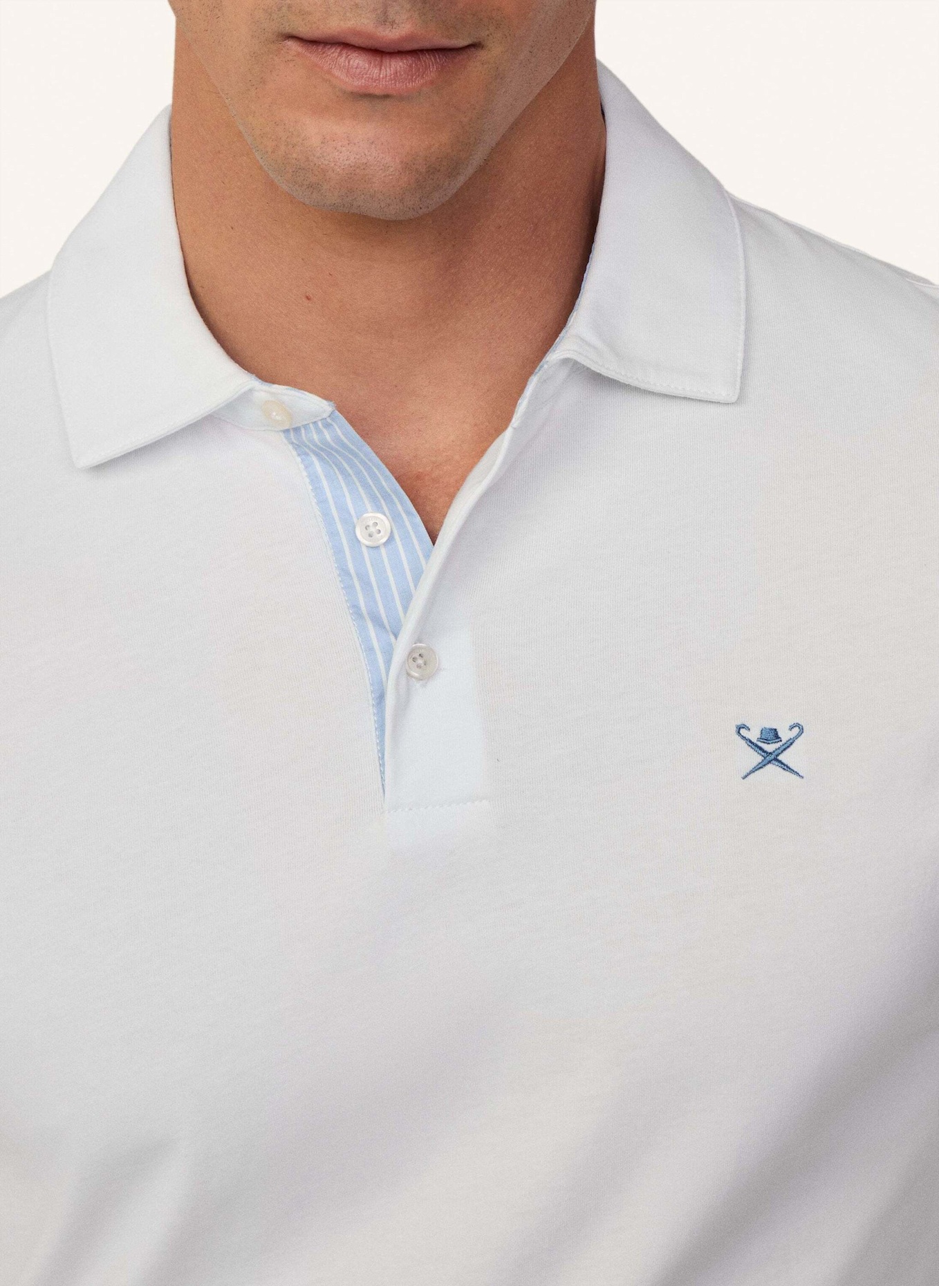 HACKETT LONDON Poloshirt WOVEN TRIM JSY LS: WEISS