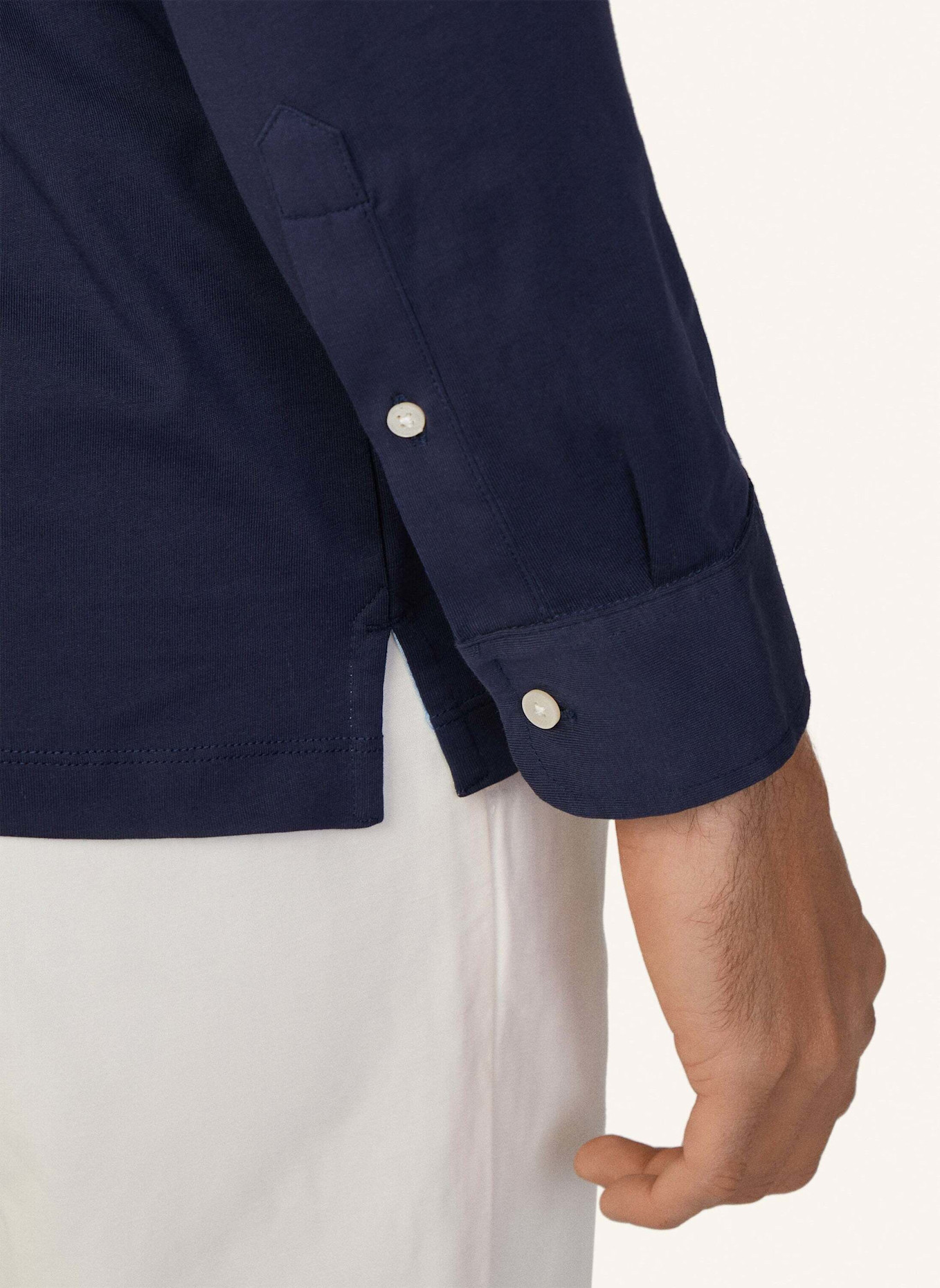 HACKETT LONDON Poloshirt WOVEN TRIM JSY LS: BLAU