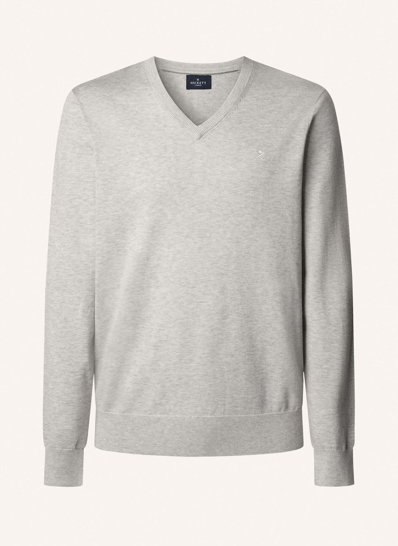 HACKETT LONDON Pullover COTTON SILK V NECK.: HELLGRAU