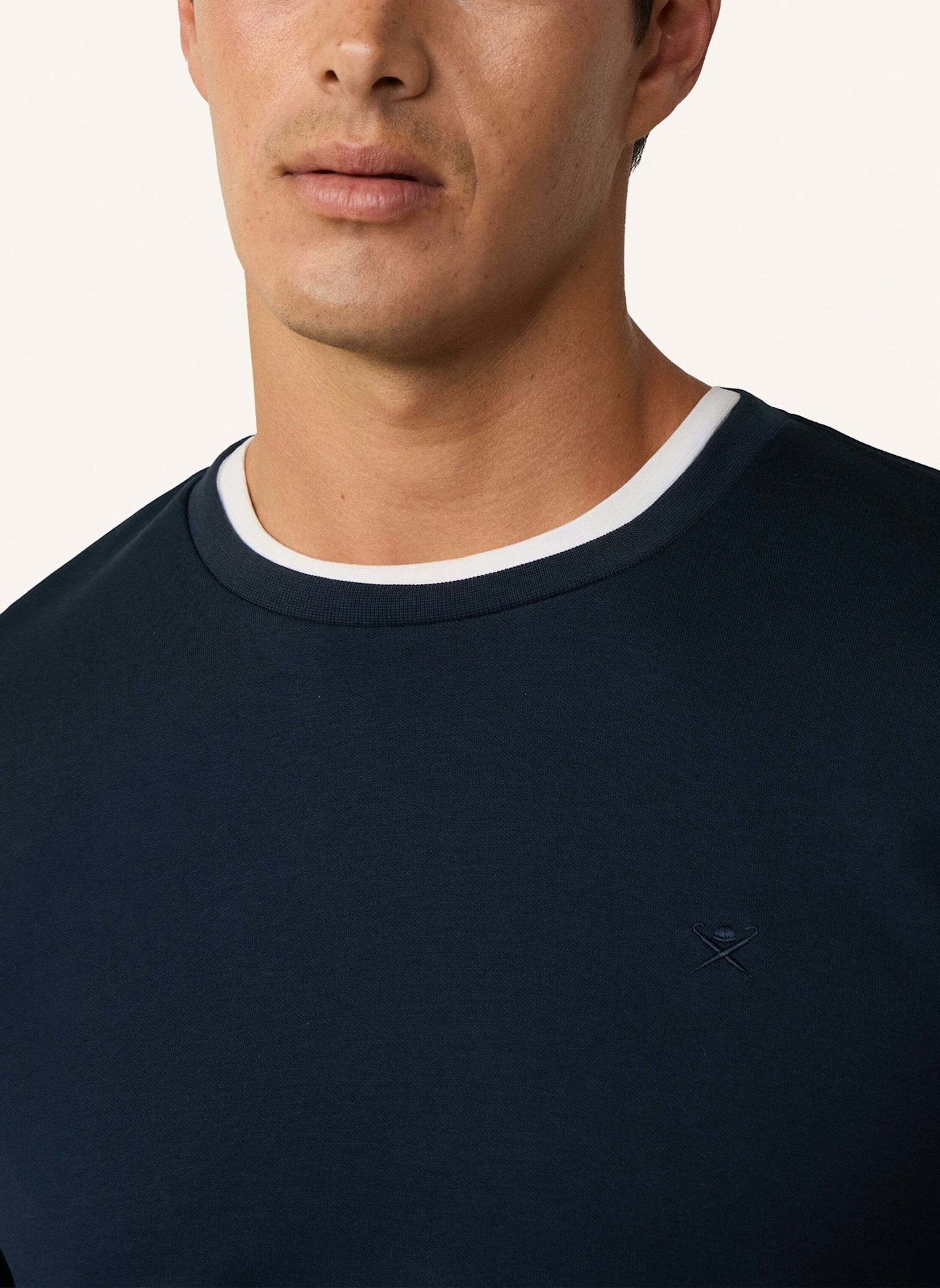 HACKETT LONDON Pullover DOUBLE KNIT CREW: DUNKELBLAU