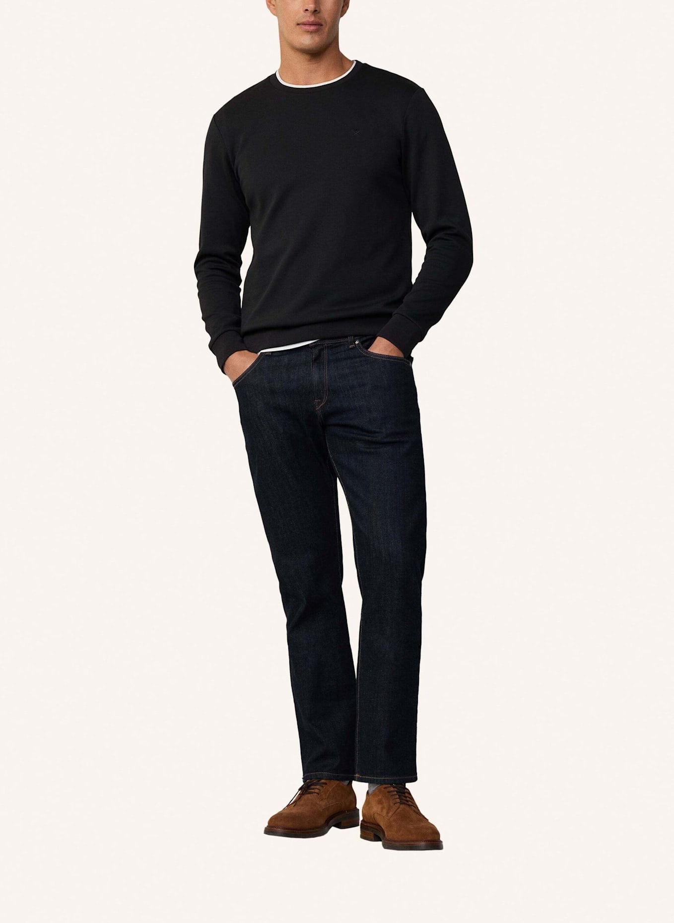 HACKETT LONDON Pullover DOUBLE KNIT CREW: SCHWARZ