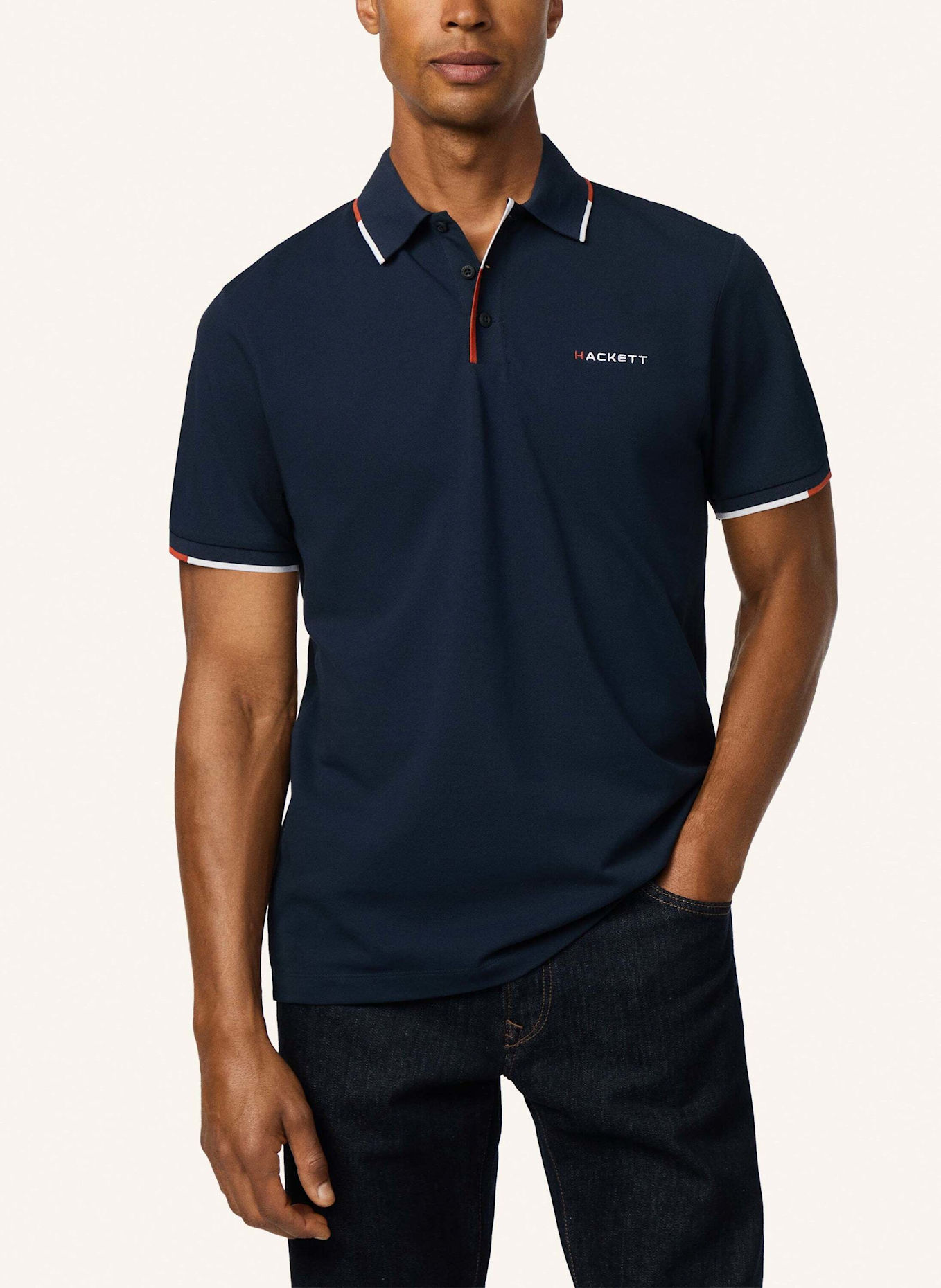 HACKETT LONDON Poloshirt HS TIPPED CLR PLACKET: DUNKELBLAU