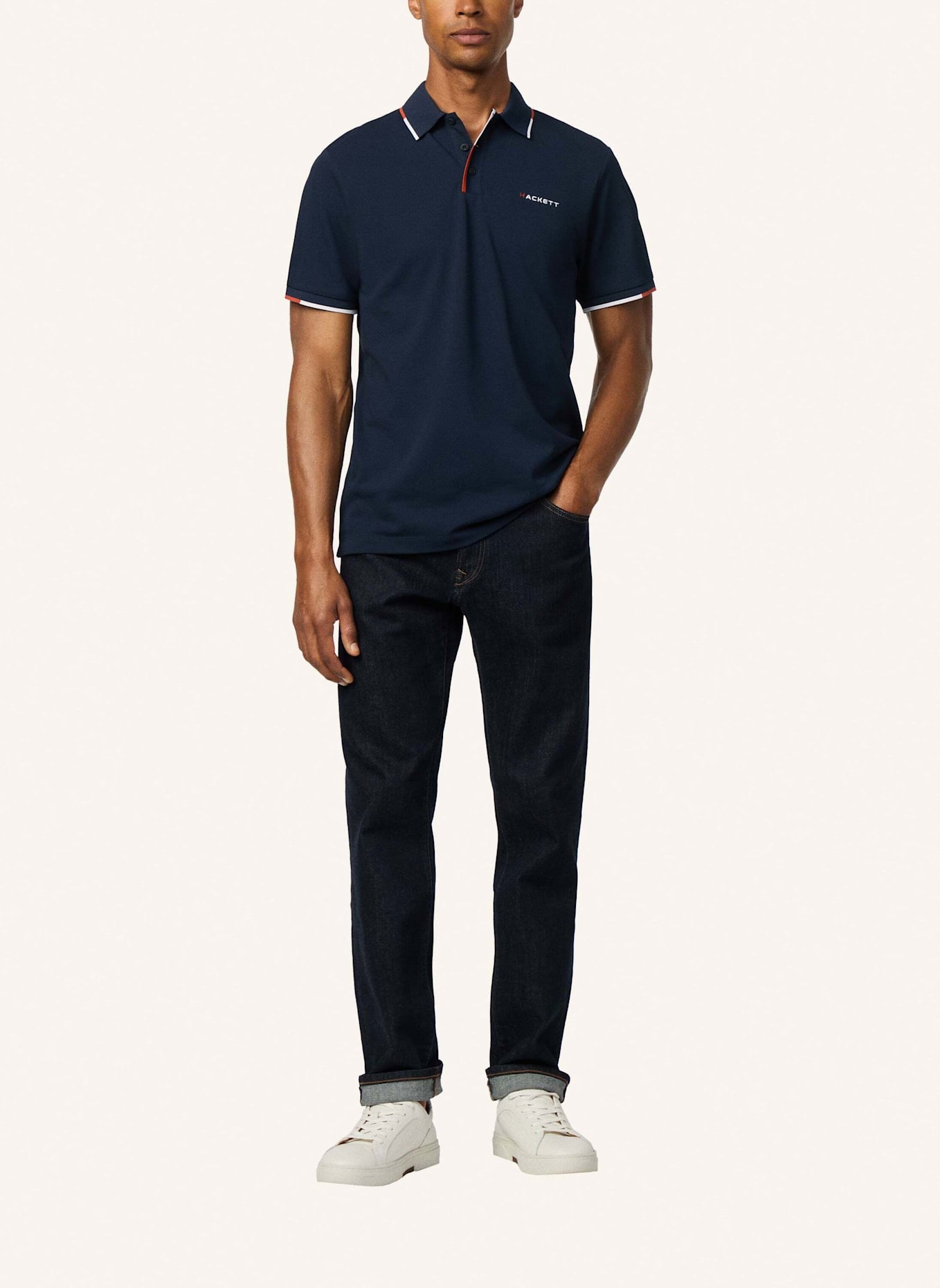 HACKETT LONDON Poloshirt HS TIPPED CLR PLACKET: DUNKELBLAU