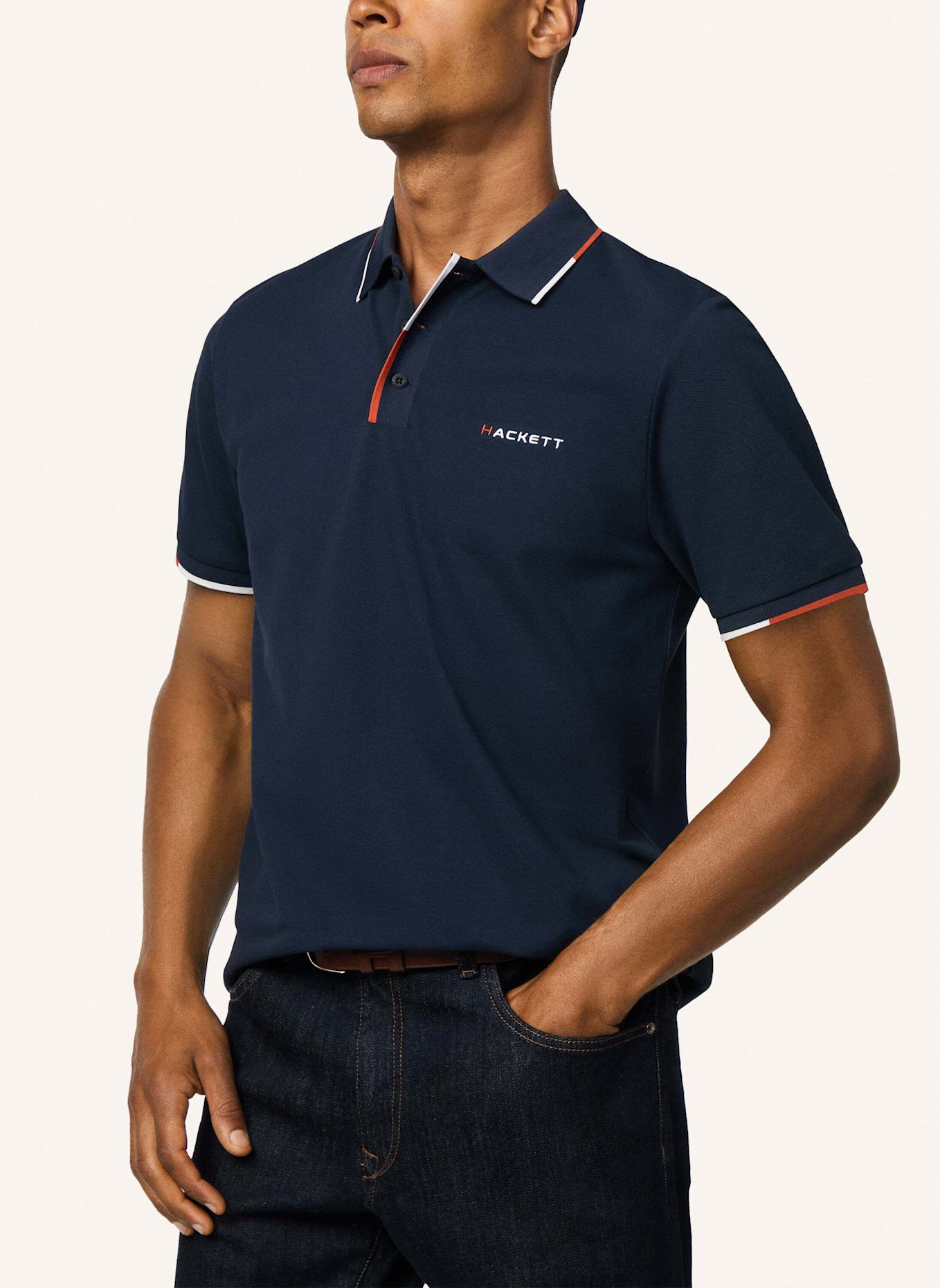 HACKETT LONDON Poloshirt HS TIPPED CLR PLACKET: DUNKELBLAU
