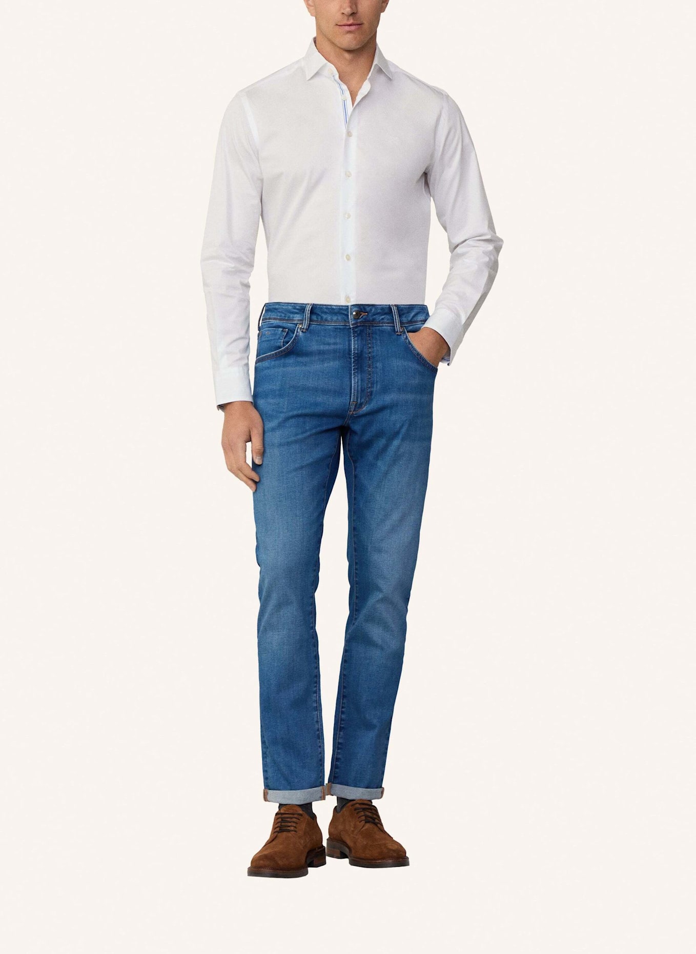 HACKETT LONDON Jeans Overall POWERFLEX LT WASH: DUNKELBLAU