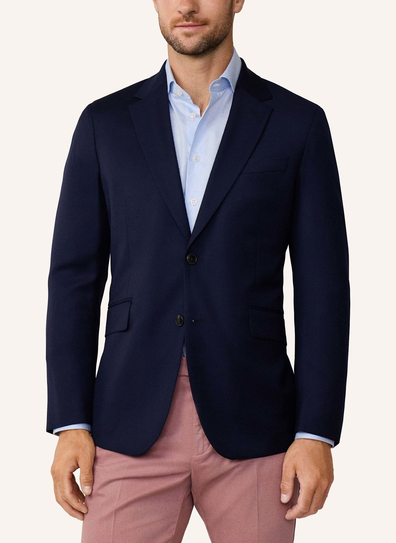 HACKETT LONDON Sakko 130S HOPSACK BLAZER: DUNKELBLAU