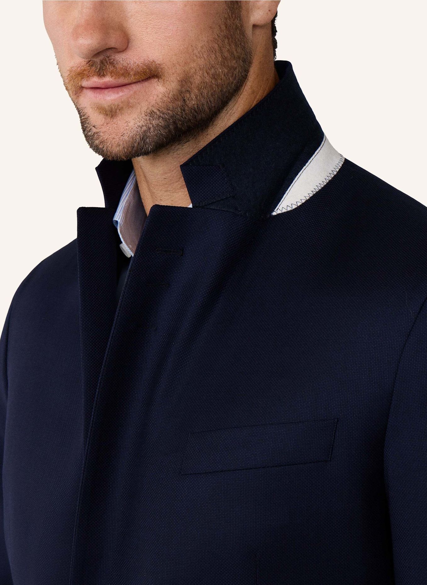 HACKETT LONDON Sakko 130S HOPSACK BLAZER: DUNKELBLAU