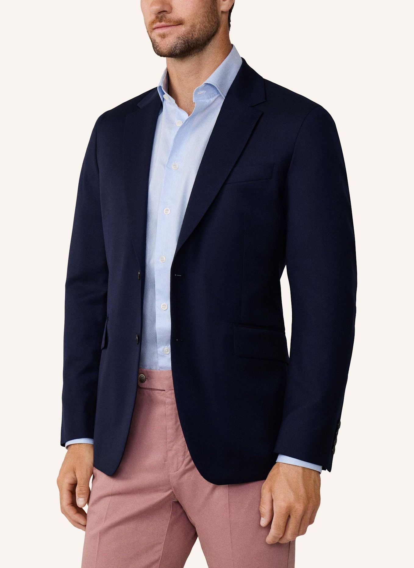 HACKETT LONDON Sakko 130S HOPSACK BLAZER: DUNKELBLAU