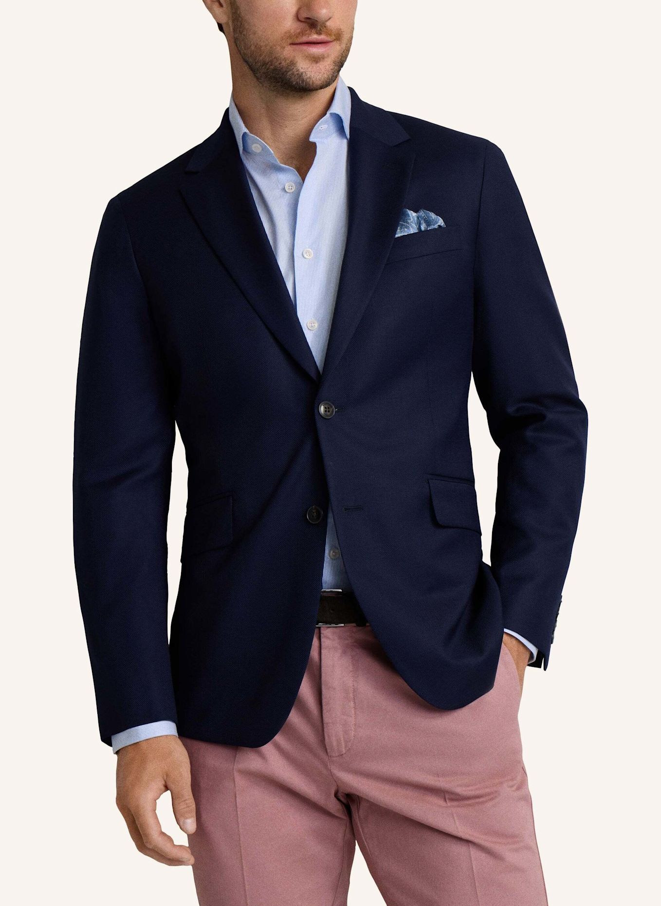 HACKETT LONDON Sakko 130S HOPSACK BLAZER: DUNKELBLAU
