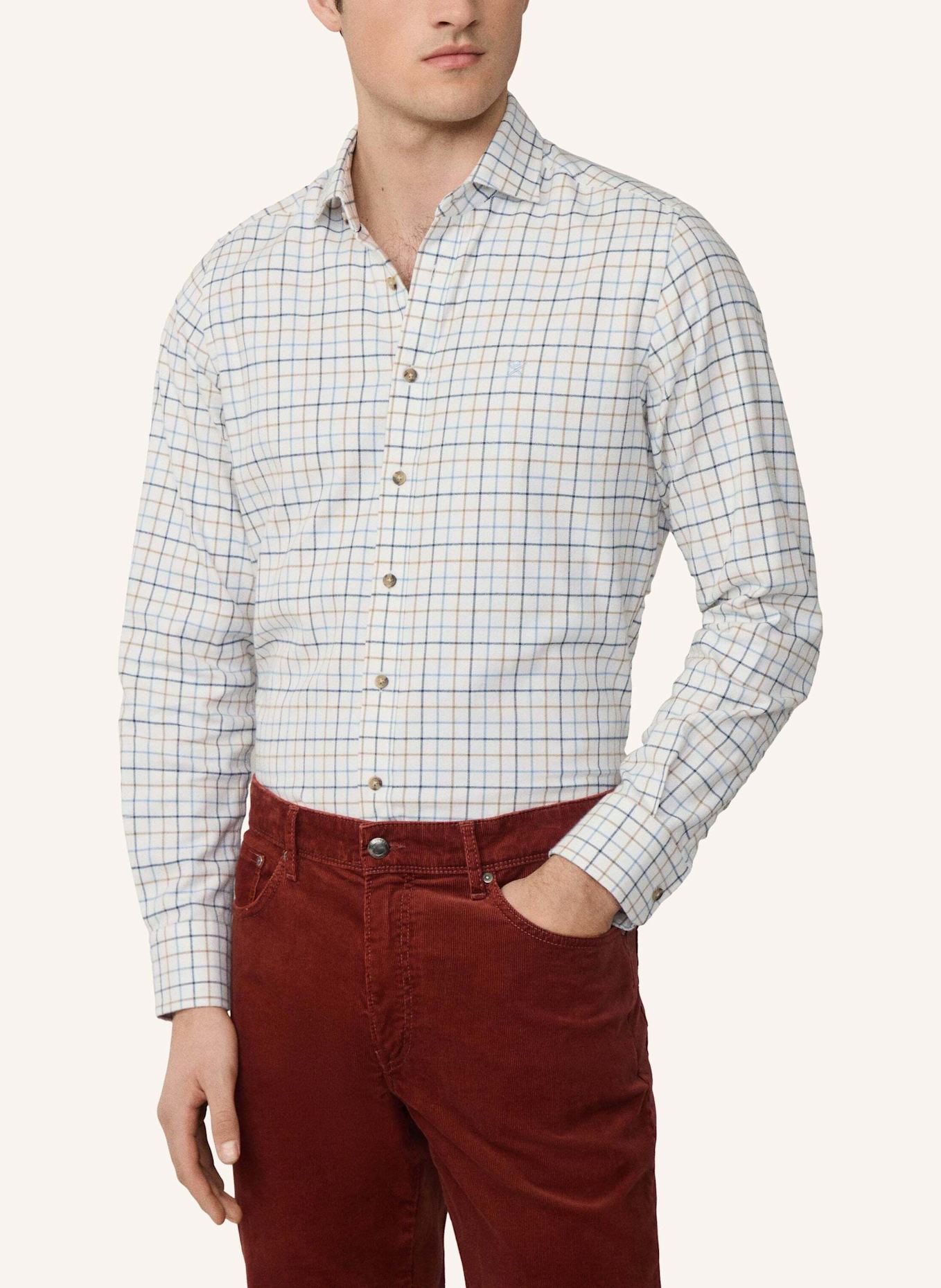 HACKETT LONDON Freizeithemd LGE FLANNEL TATTERSALL: BLAU