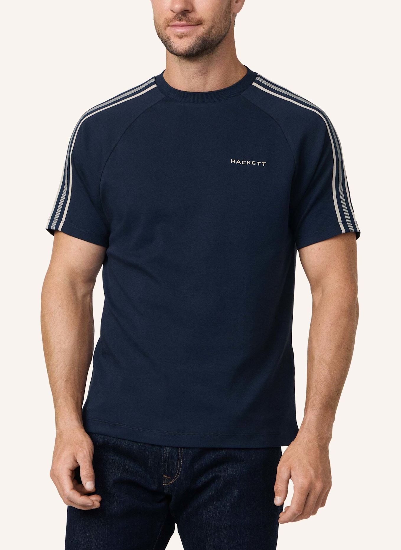 HACKETT LONDON T-Shirt HS TAPE TEE: DUNKELBLAU