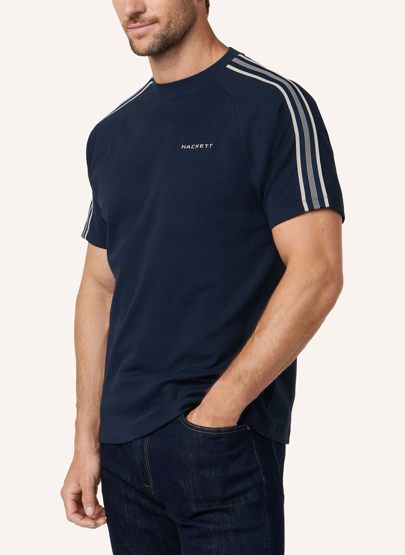 HACKETT LONDON T-Shirt HS TAPE TEE: DUNKELBLAU