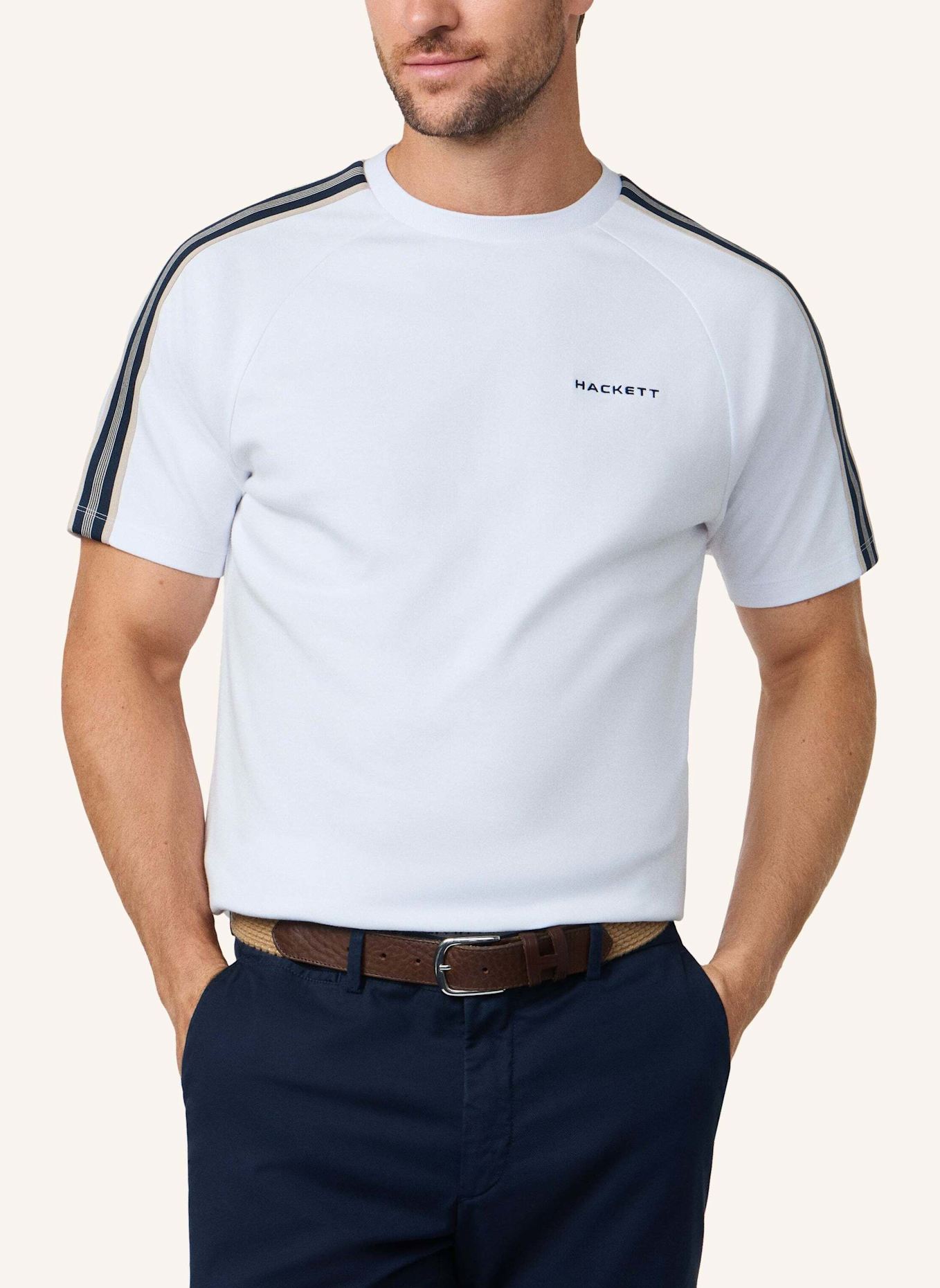 HACKETT LONDON T-Shirt HS TAPE TEE: WEISS