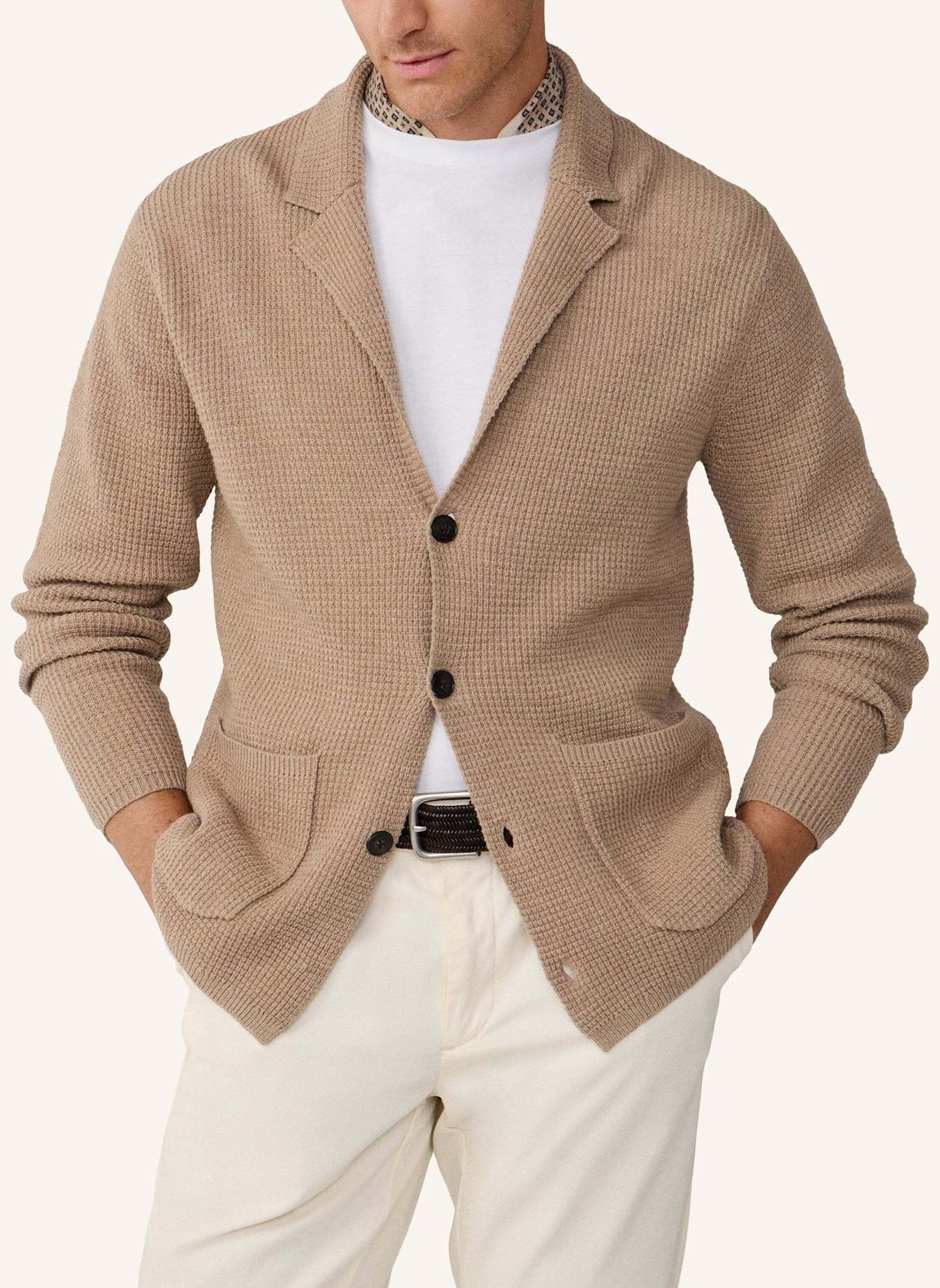 HACKETT LONDON Strickjacken Cardigan SOFT KNIT BLAZER: BEIGE