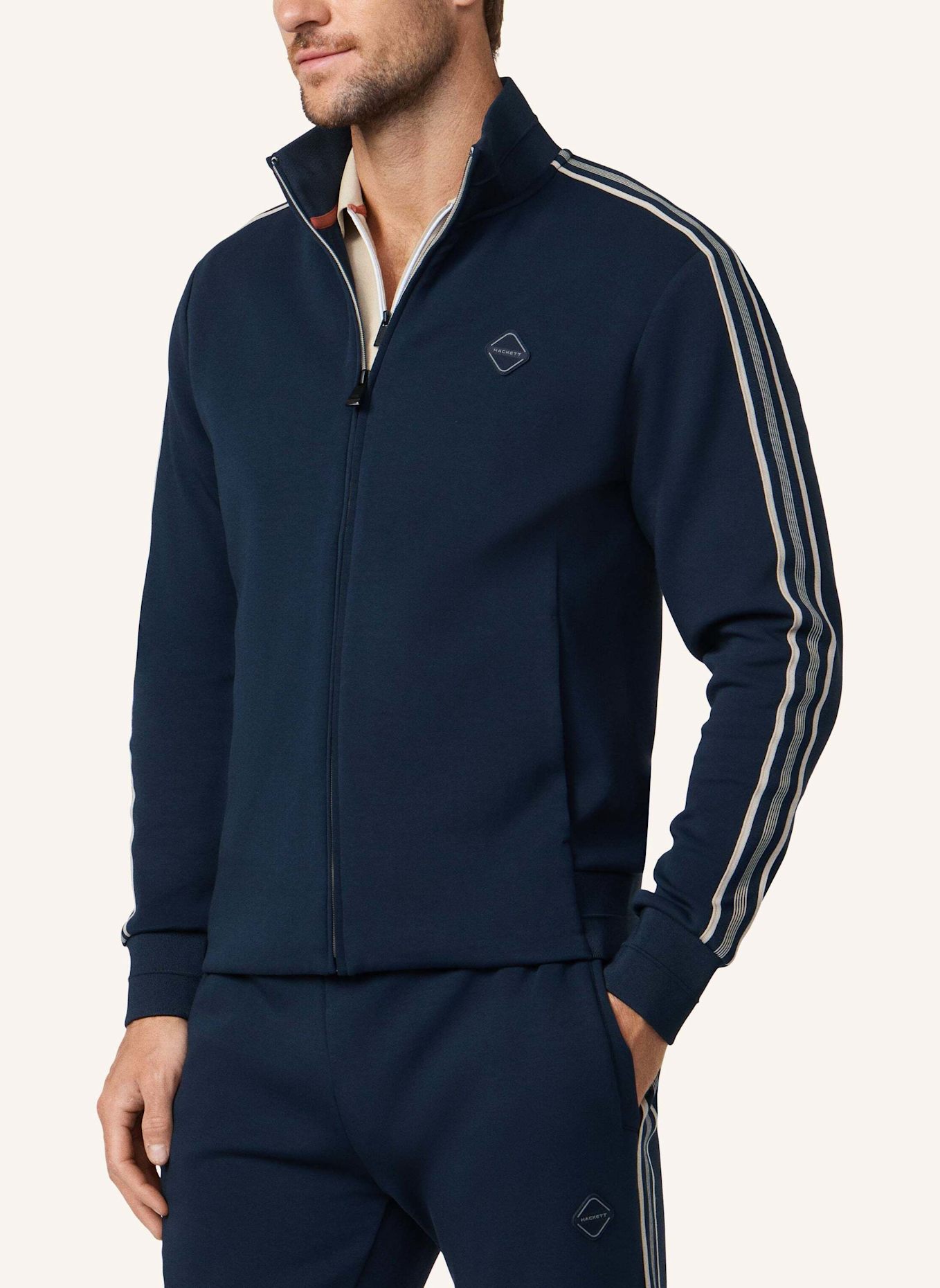 HACKETT LONDON Hoodiejacke HS TAPE TRACK FZ: DUNKELBLAU