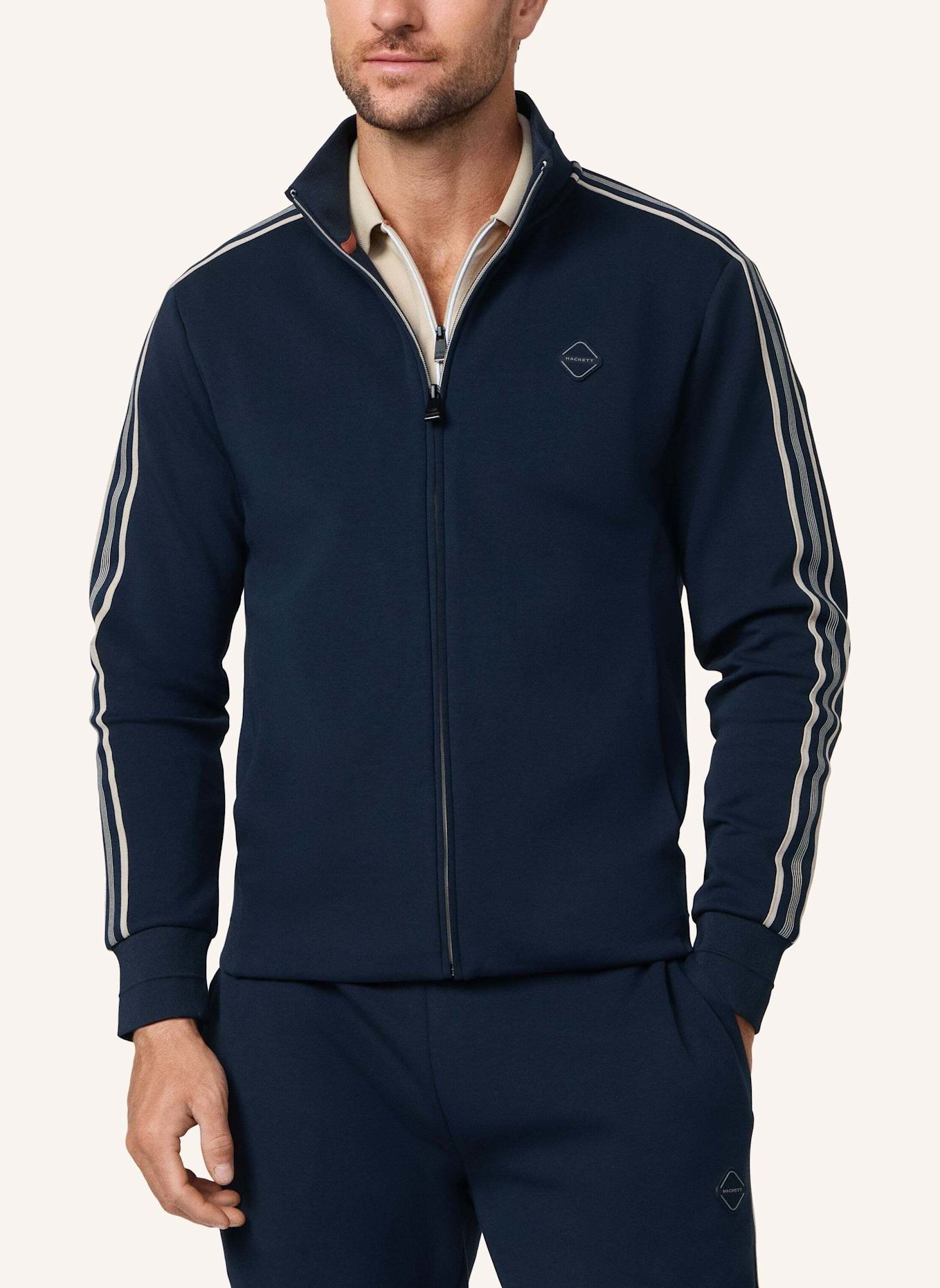 HACKETT LONDON Hoodiejacke HS TAPE TRACK FZ: DUNKELBLAU