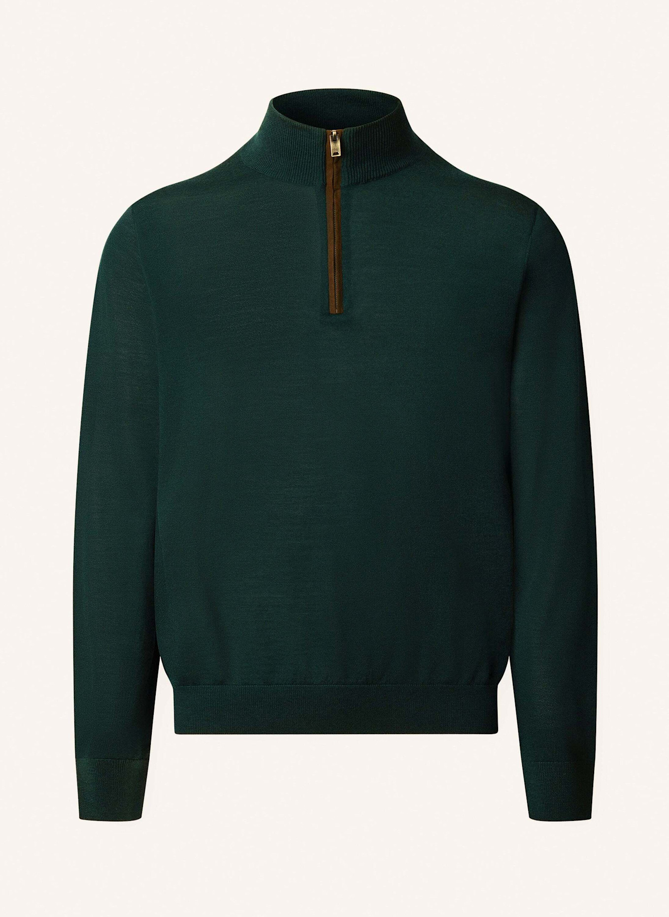 HACKETT LONDON Pullover MERINO SILK HZIP: DUNKELGRÜN
