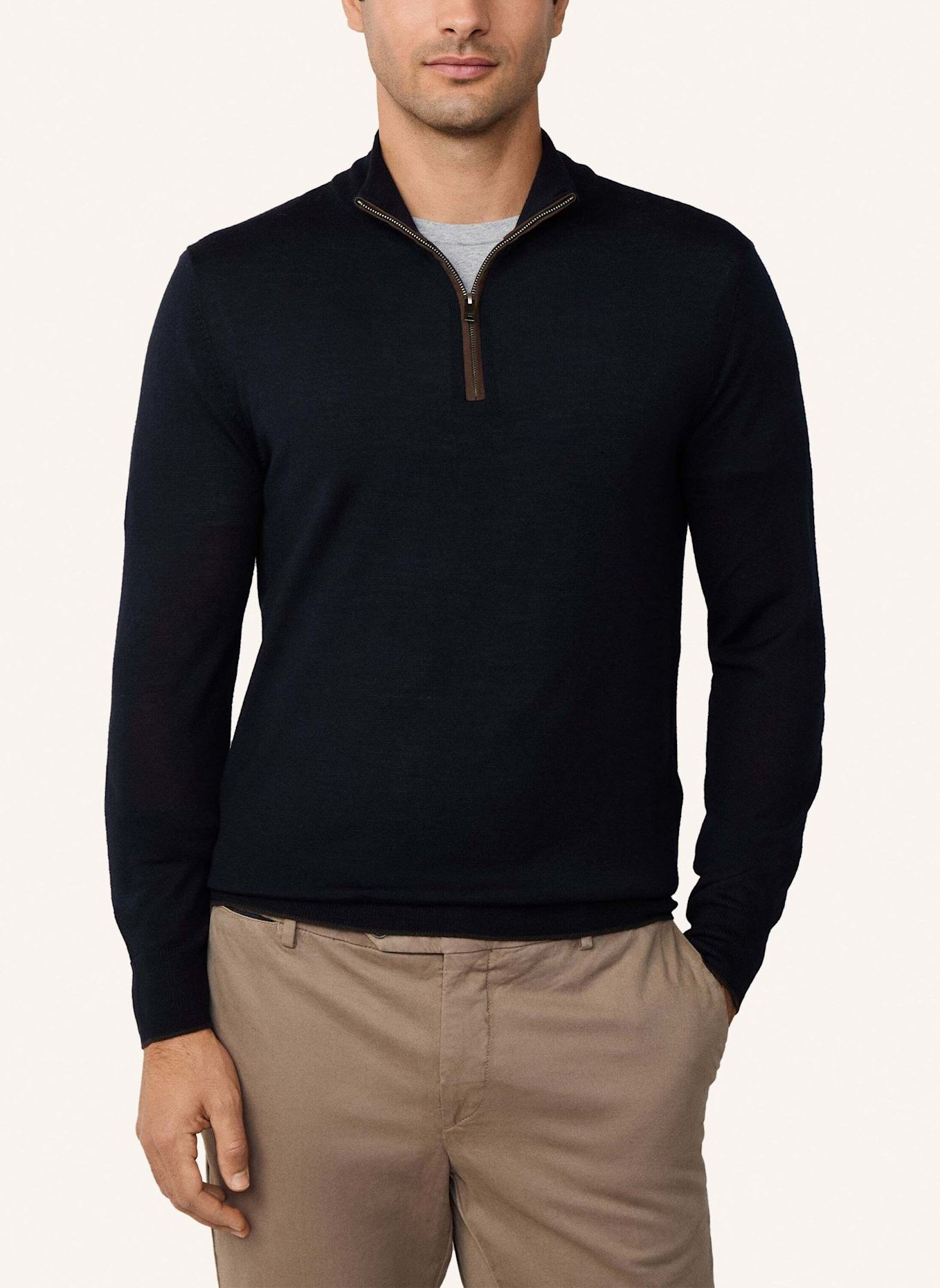 HACKETT LONDON Pullover MERINO SILK HZIP: BLAU
