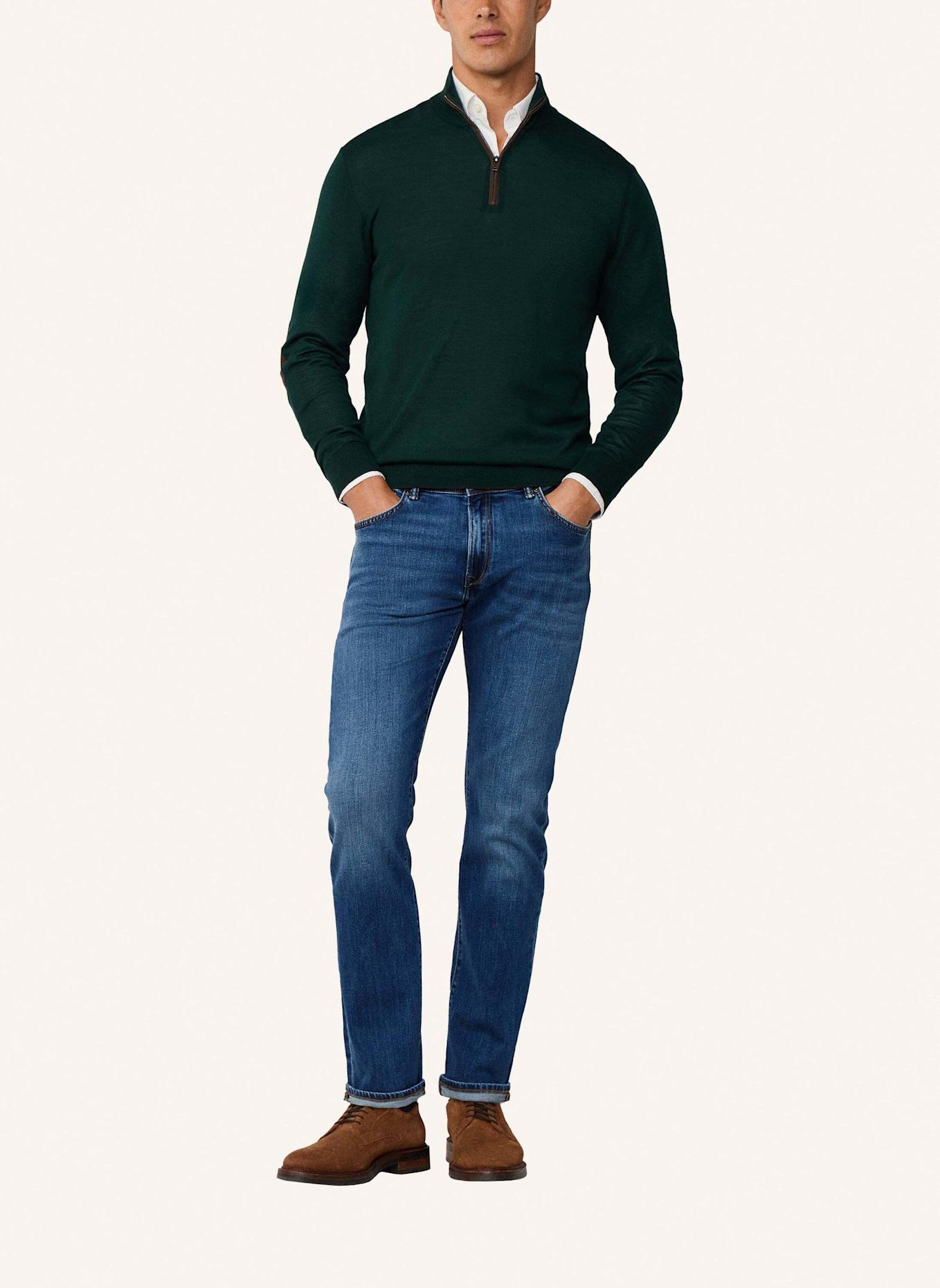 HACKETT LONDON Pullover MERINO SILK HZIP: DUNKELGRÜN