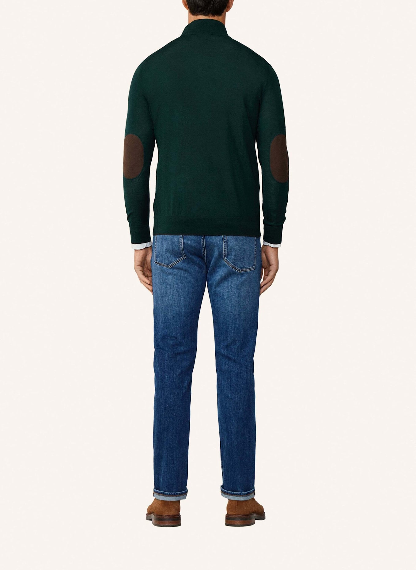 HACKETT LONDON Pullover MERINO SILK HZIP: DUNKELGRÜN